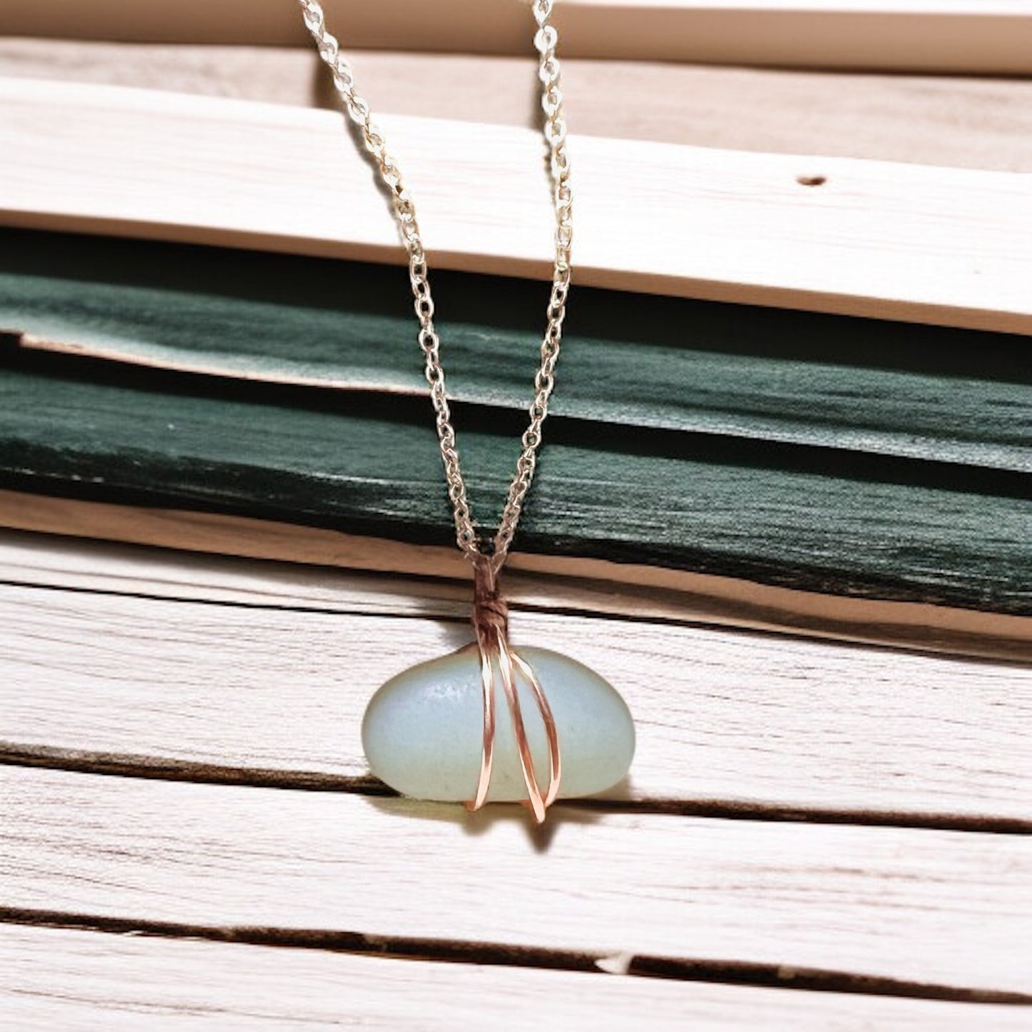 Rare Opalescent Seaham Sea Glass Pendant