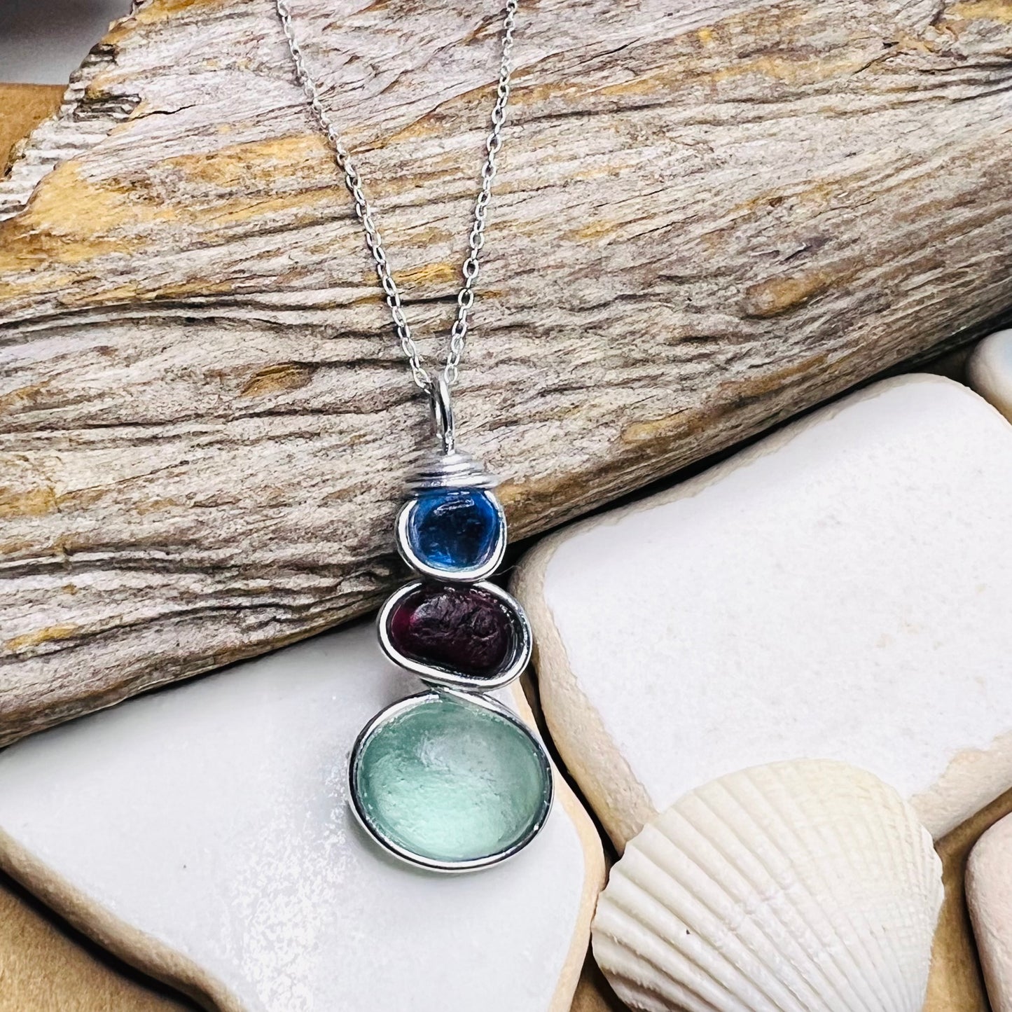 Three Piece Seaham Sea Glass Pendant