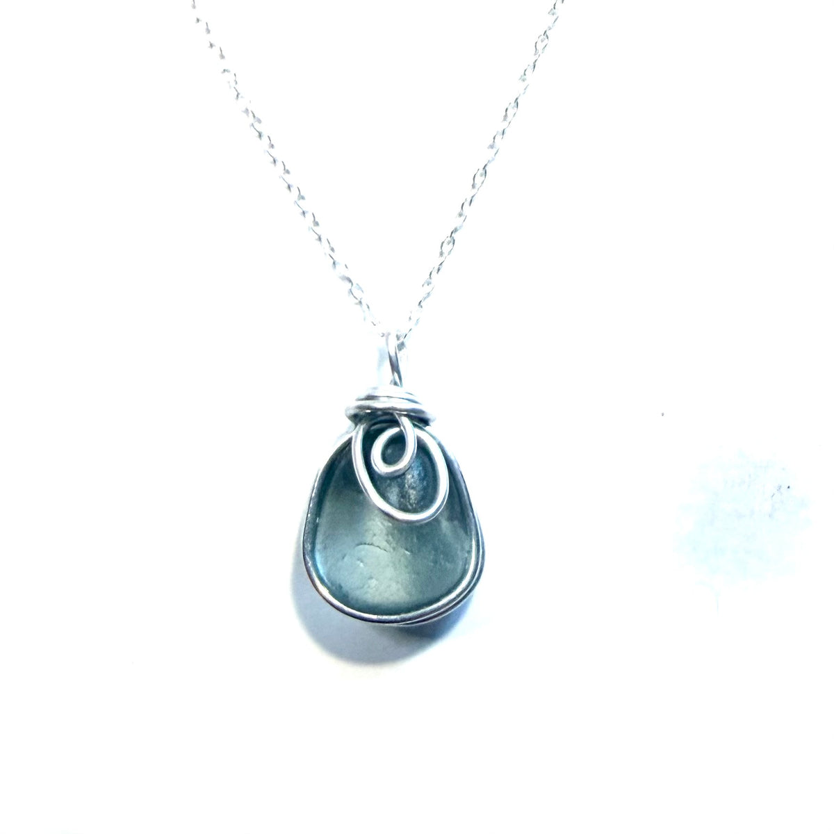 Dusky Blue Seaham Sea Glass Pendant