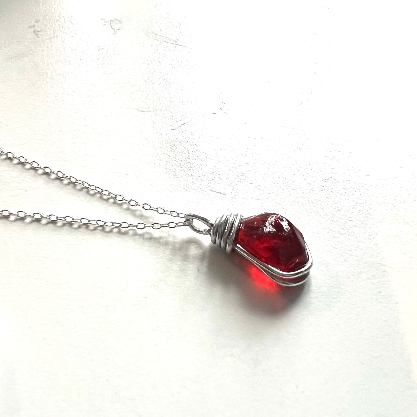 Very Rare Deep Red/Orange Seaham Sea Glass Pendant