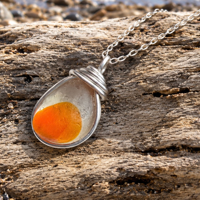 Super Orange Seaham Sea Glass Multi Pendant