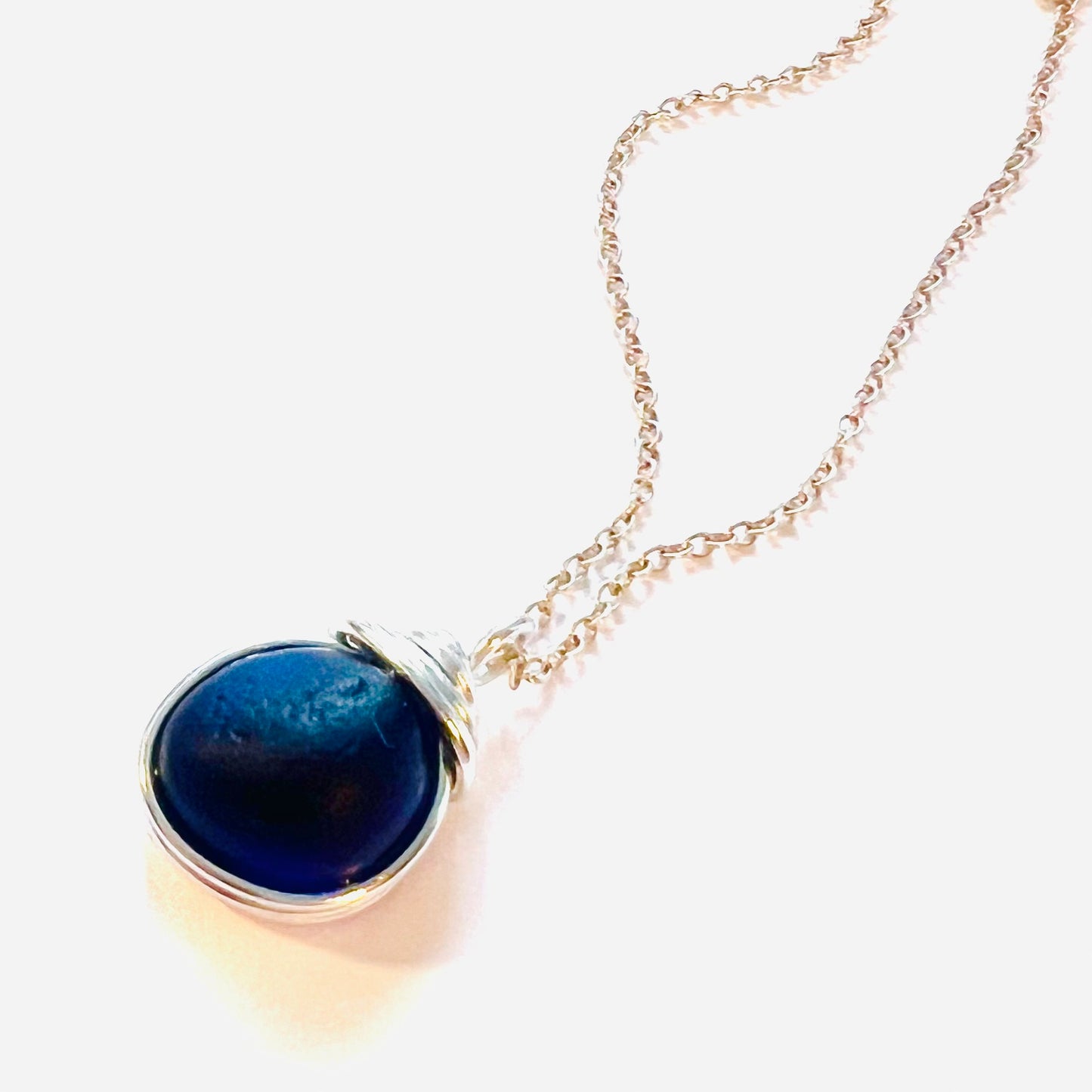 Deep Blue Seaham Sea Glass Pendant