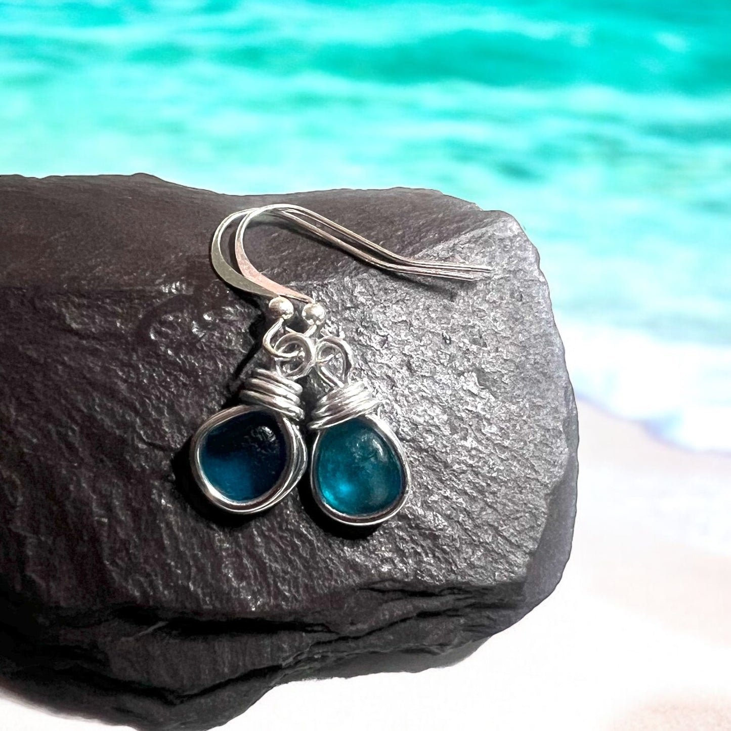 Small Dangly Seaham Sea Glass Earrings