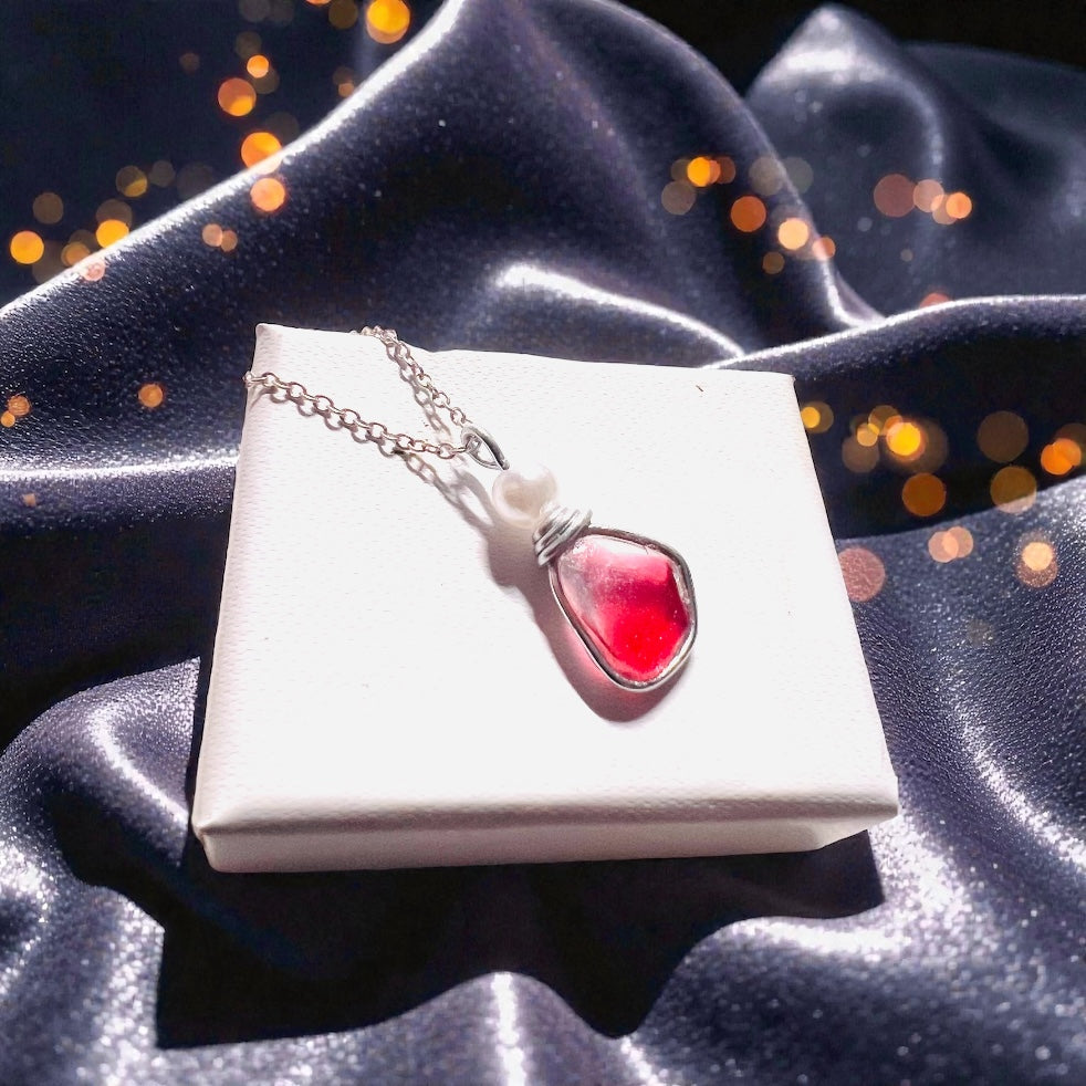 Canary Island Rare Pink Multi Sea Glass Pendant