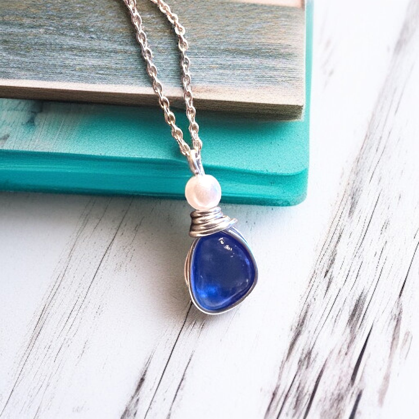 Mid Blue Kent Sea Glass Pendant