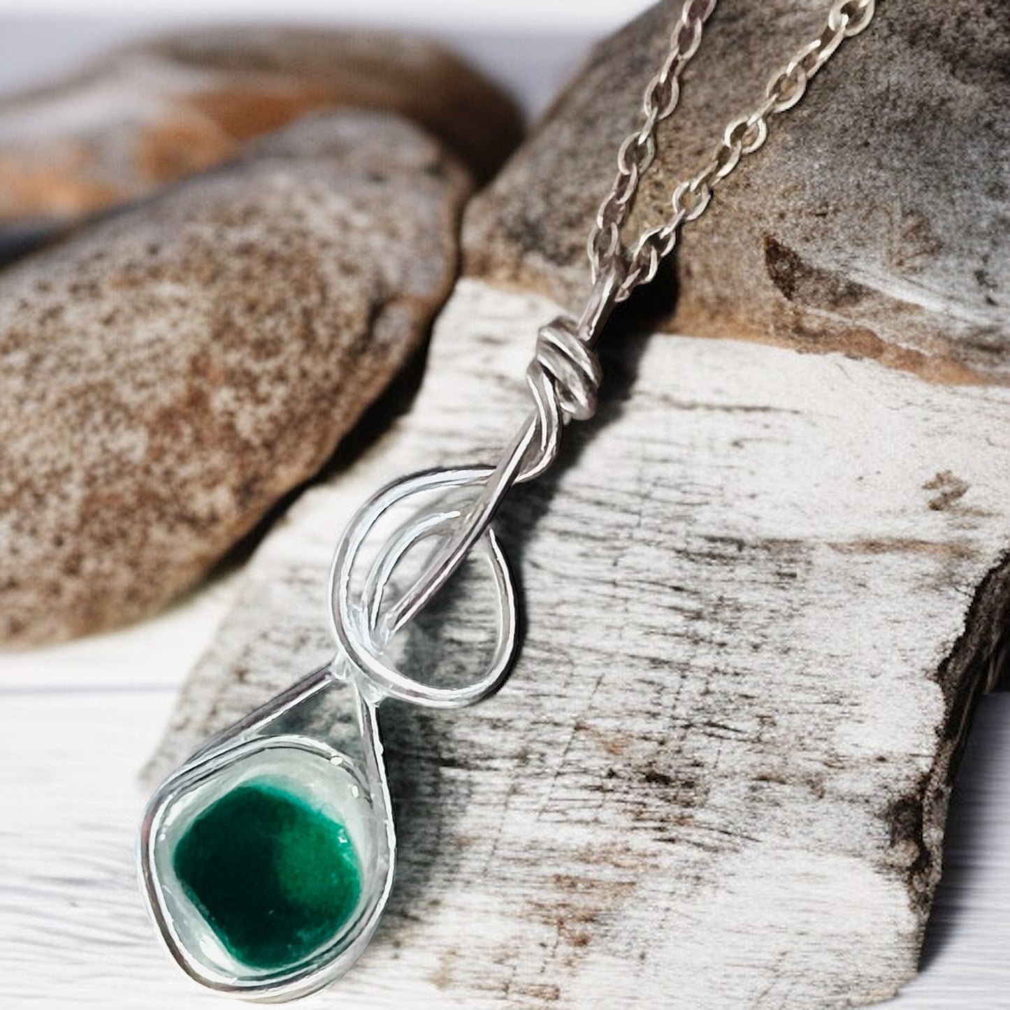 Green Seaham Sea Glass Multicolour Pendant