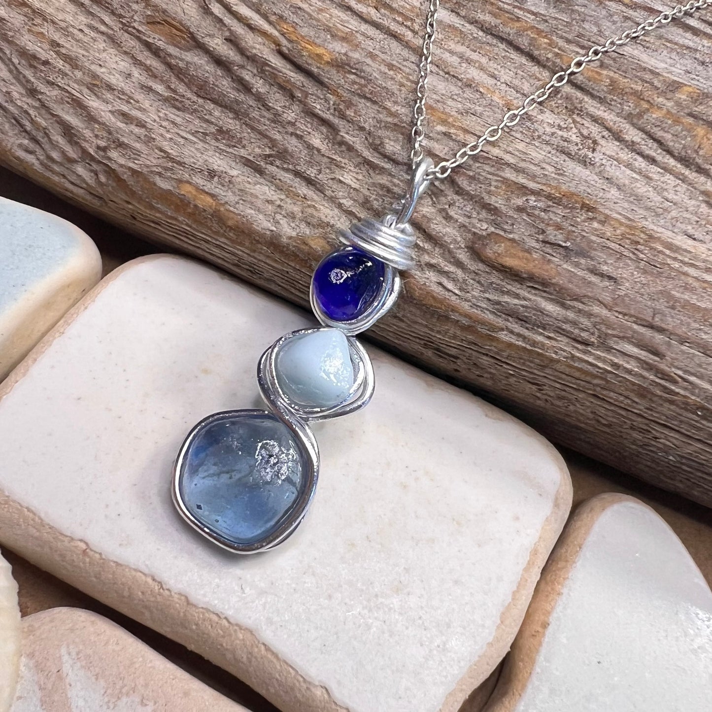 Three Piece Seaham Sea Glass Pendant