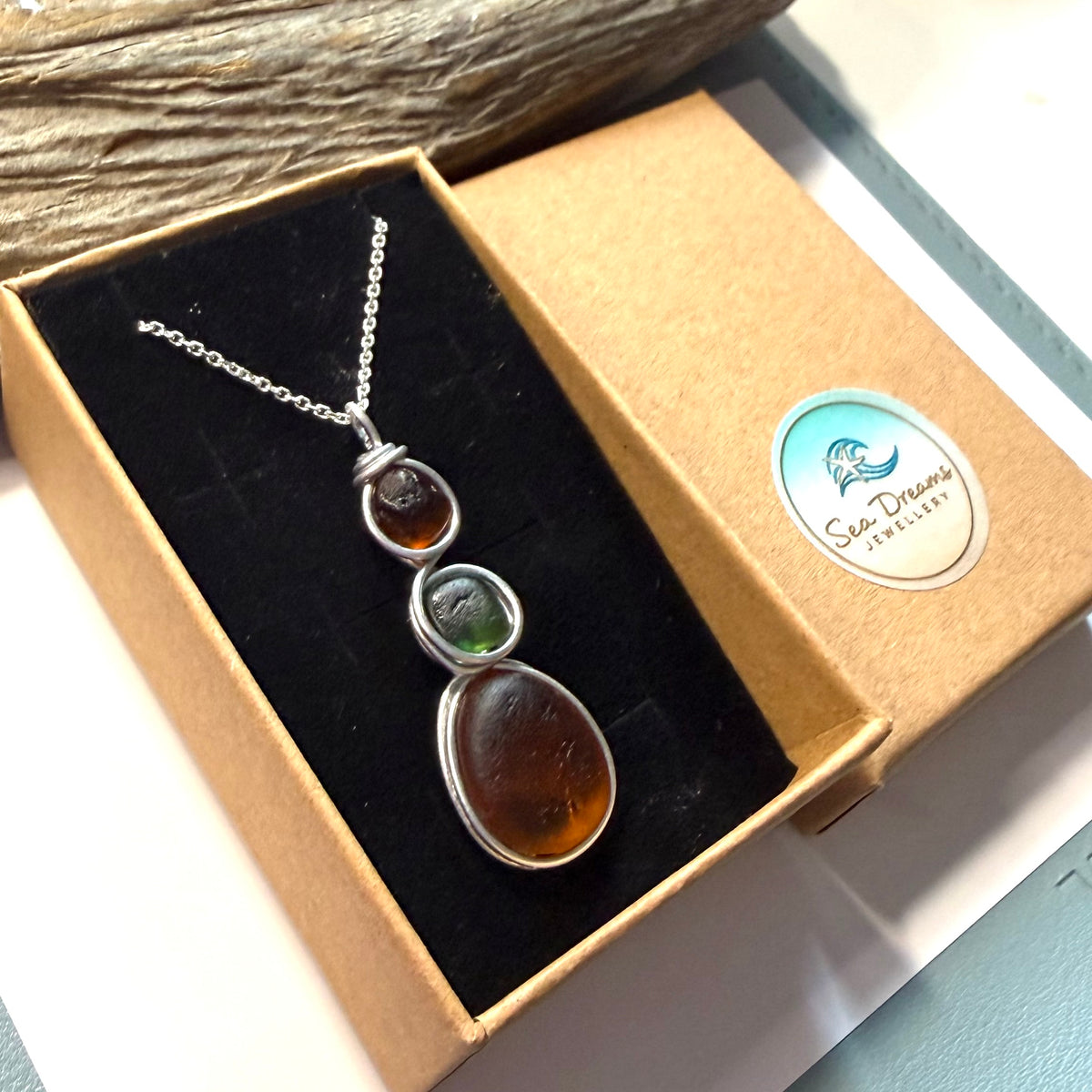 Autumn Shades Sea Glass  Pendant