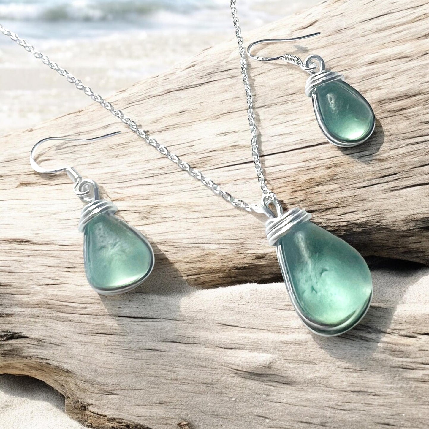 Aqua Seaham Sea Glass Jewellery Set