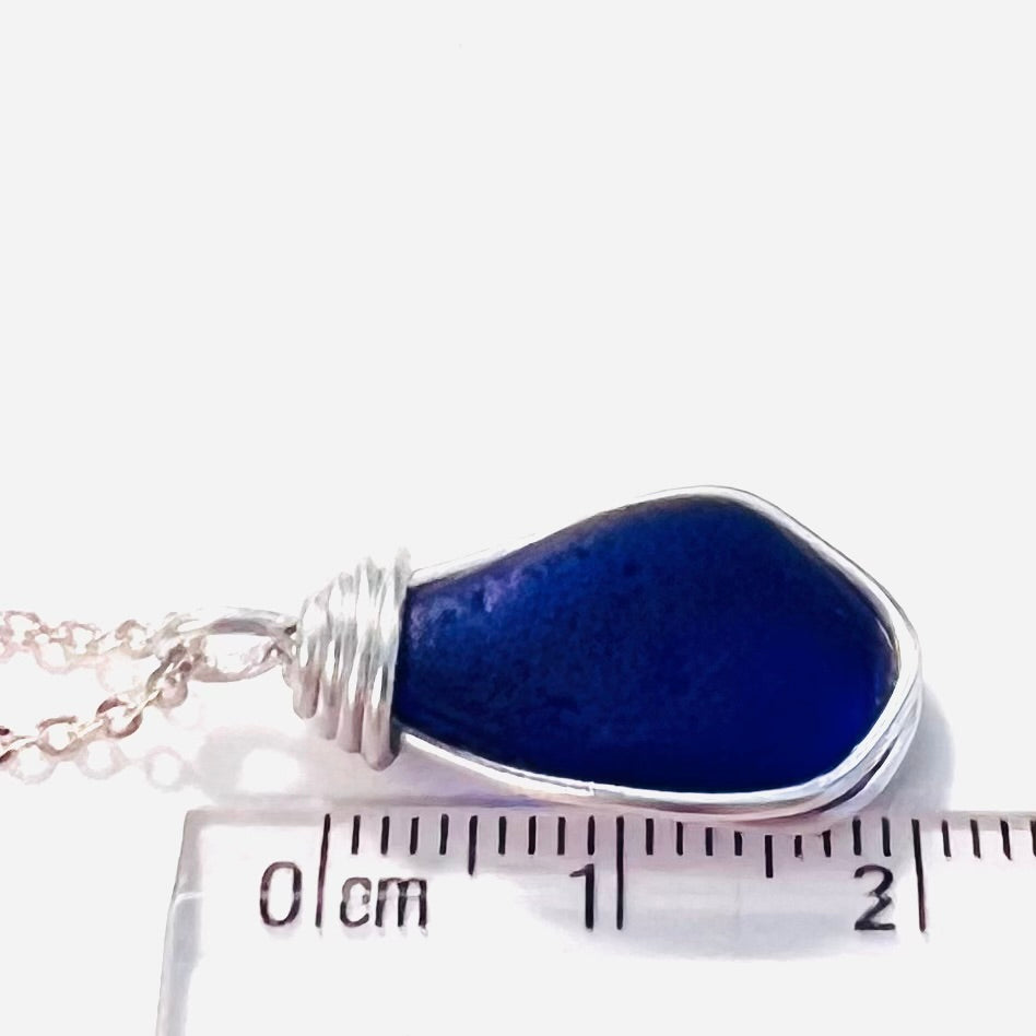 Deep Blue Seaham Sea Glass Pendant