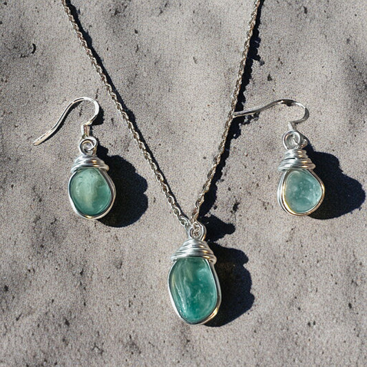 Aqua Seaham Sea Glass Jewellery Set loop