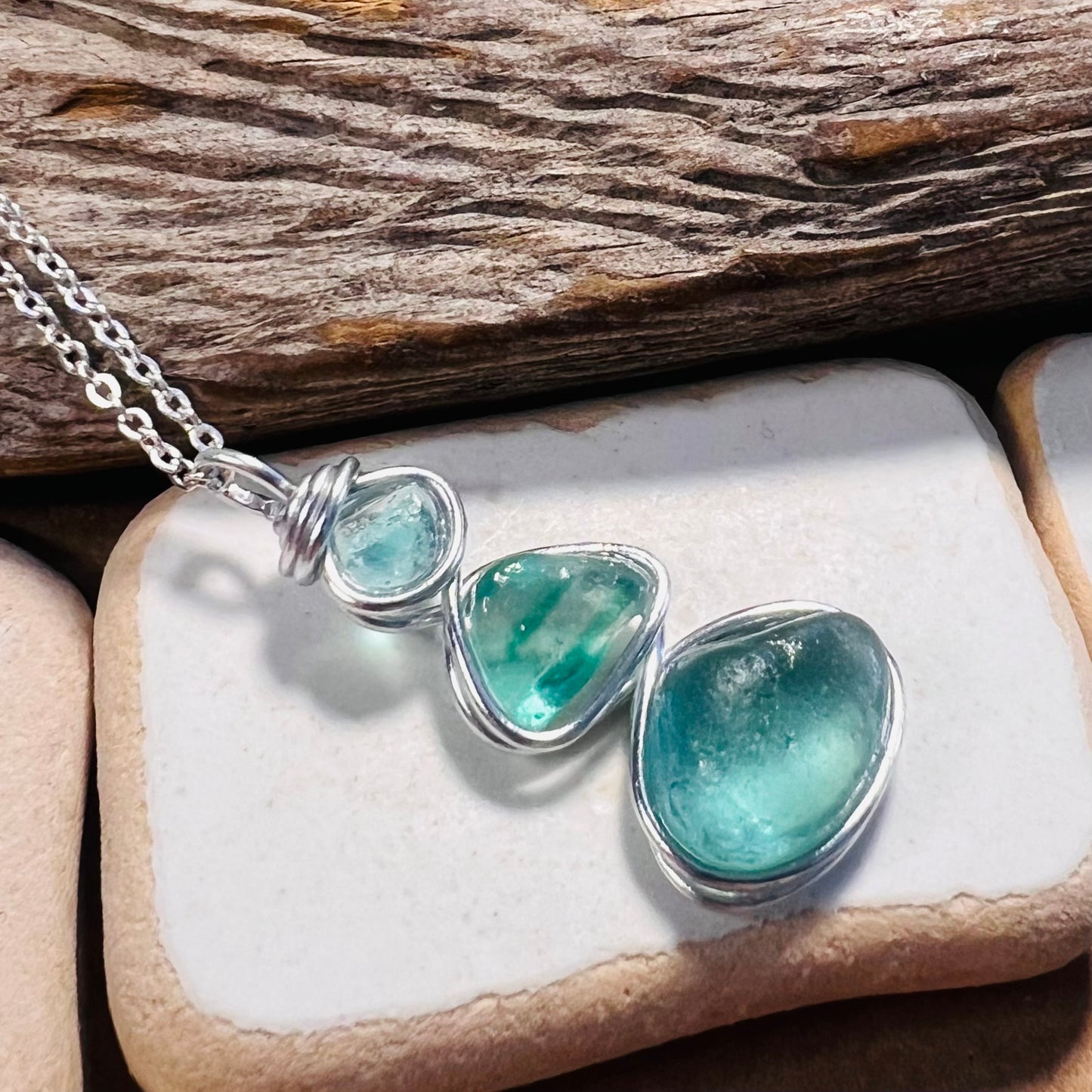 Three Piece Seaham Sea Glass Pendant