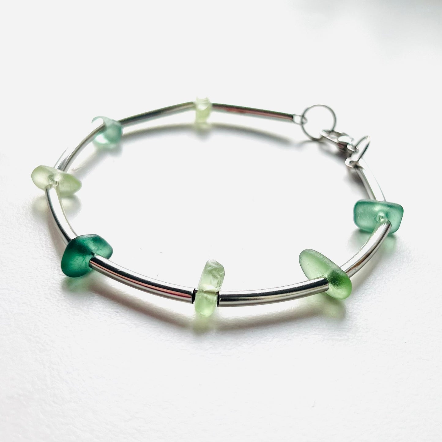 Mixed Greens Seaham Sea Glass Bangle Bracelet