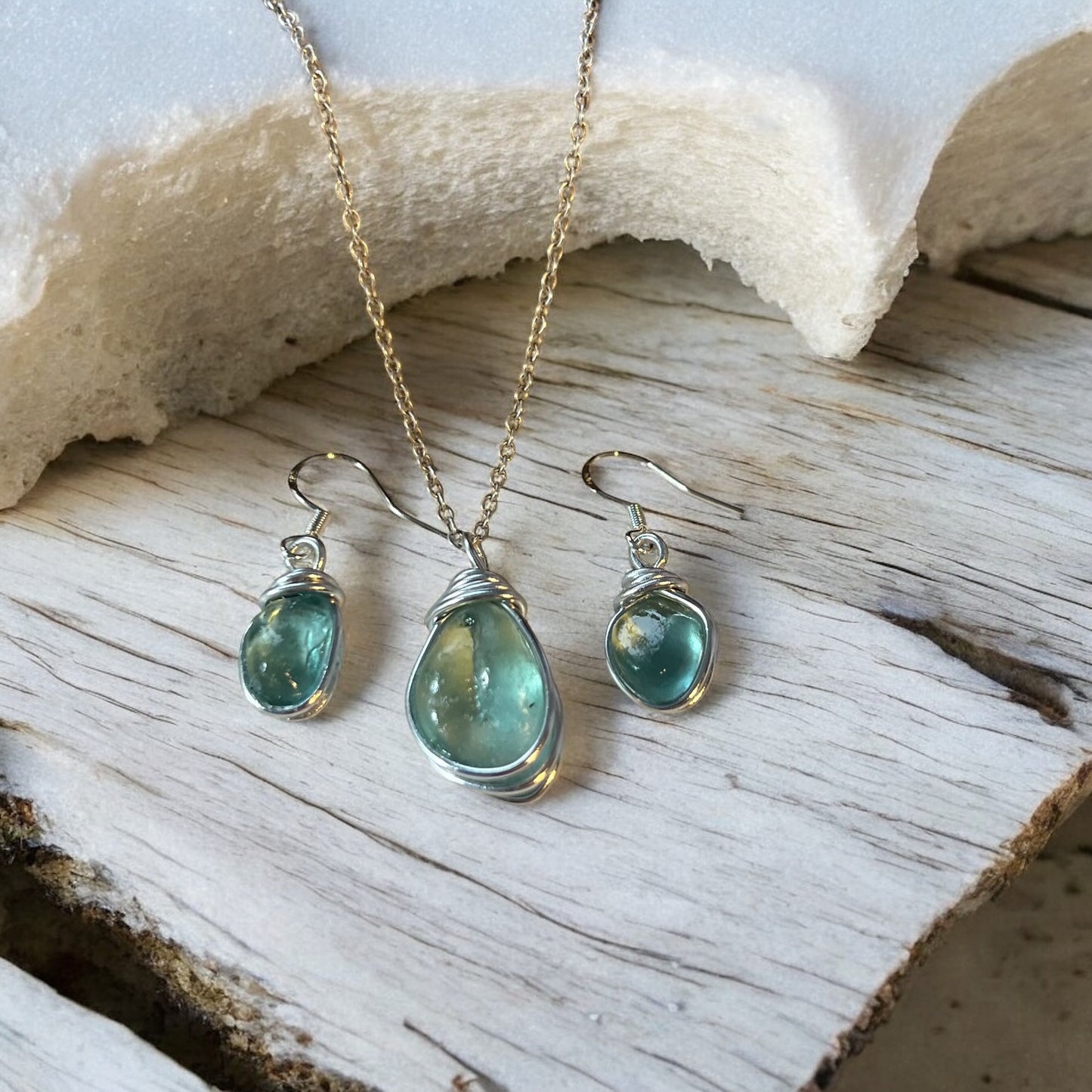 Aqua Seaham Sea Glass Jewellery Set