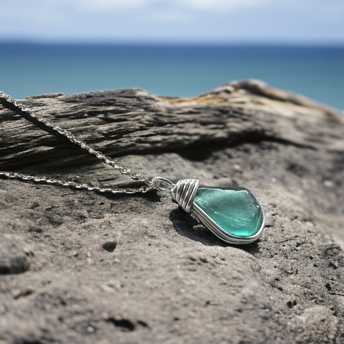 Teal Seaham Sea Glass Pendant