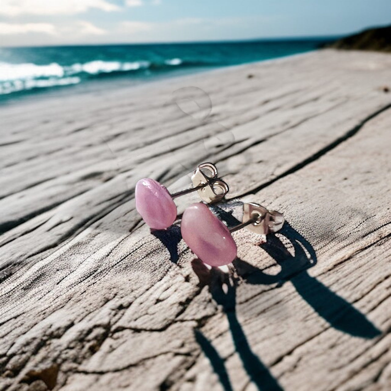 Milky Pink Seaham Sea Glass Stud Earrings