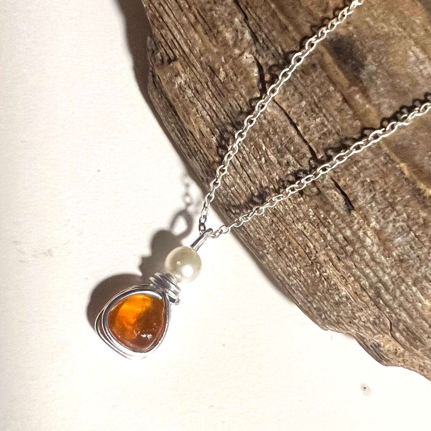 Very Rare Orange Small Seaham Sea Glass Multi Pendant