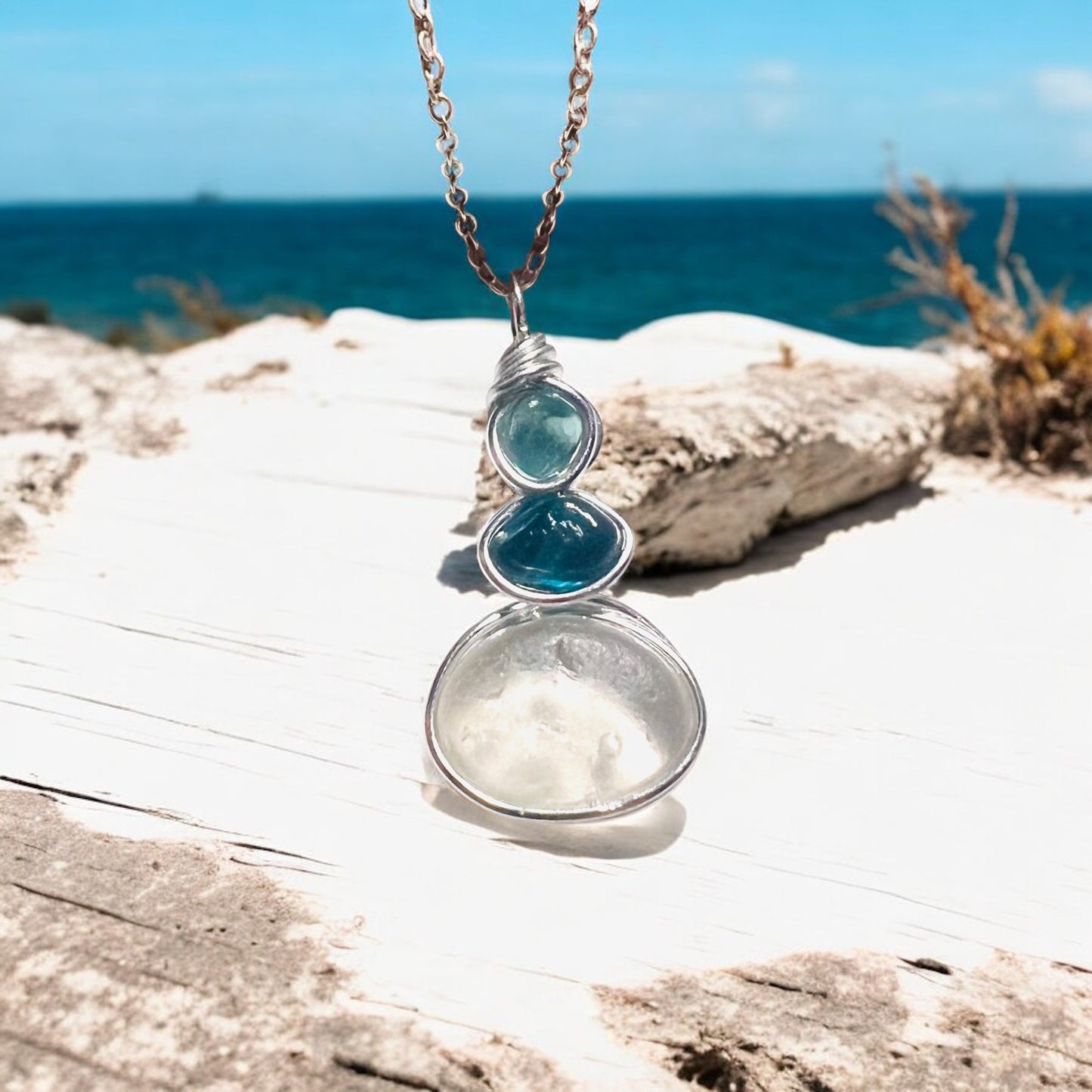Three Piece Seaham Sea Glass Pendant