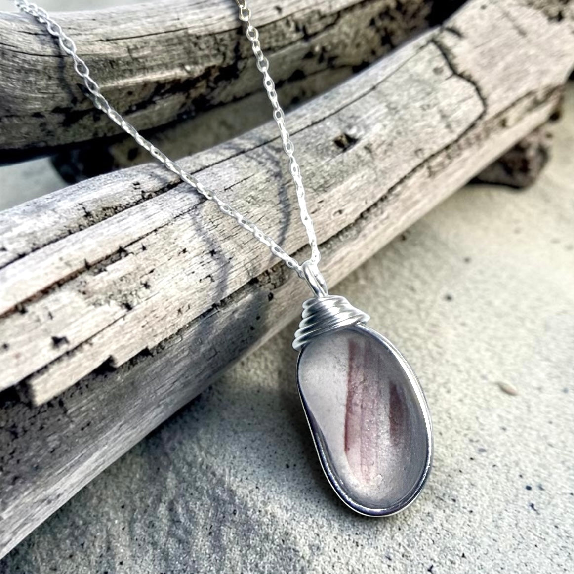 Very Rare Mauve Purple Sea Glass Multi Pendant