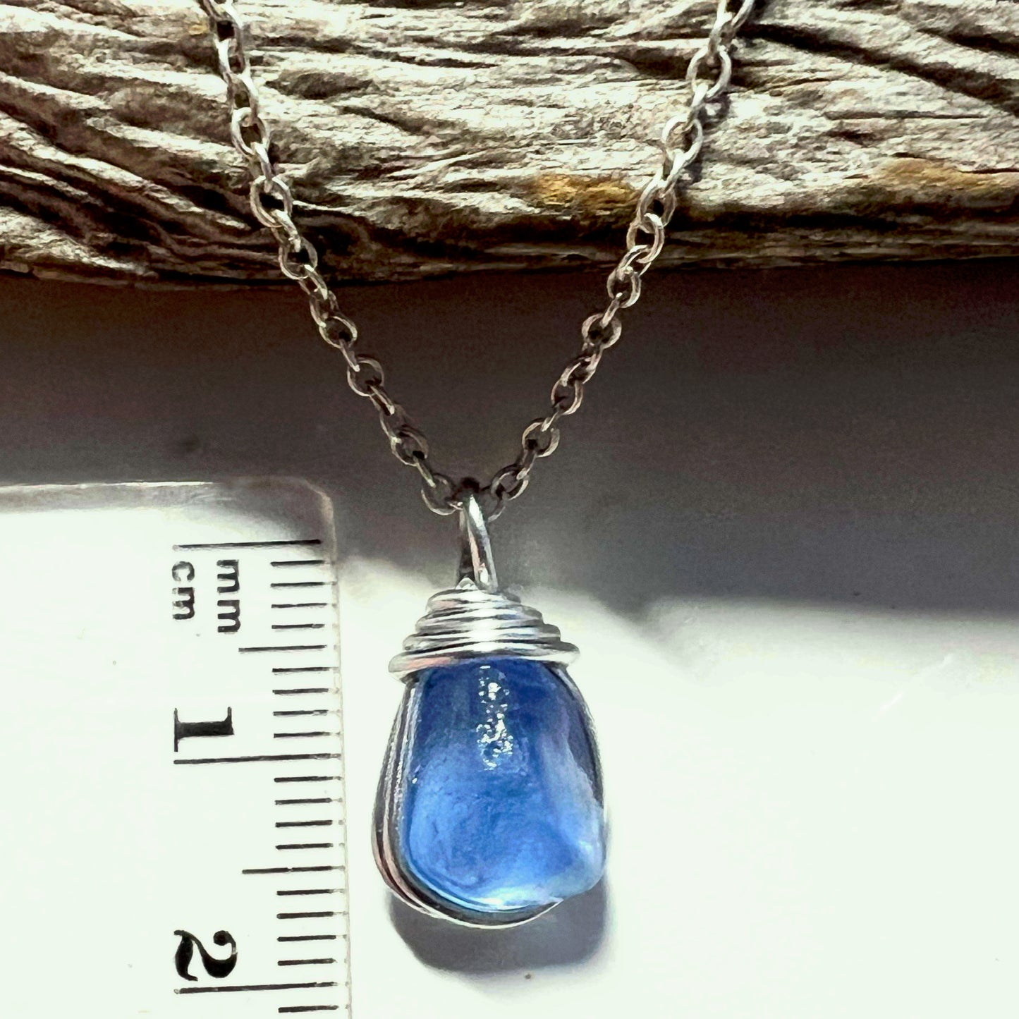 Mid Blue Seaham Sea Glass Pendant