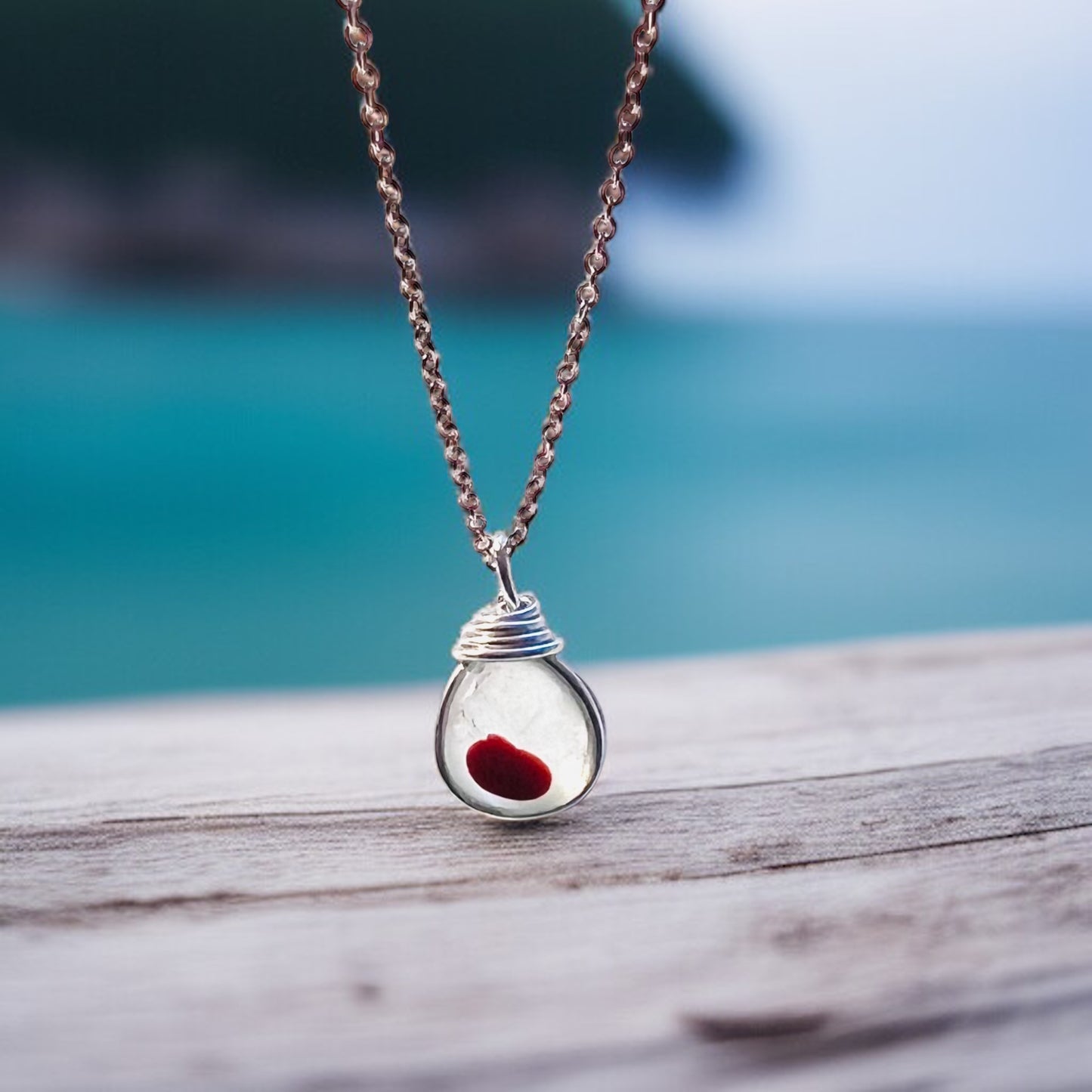 Red Dot Seaham Sea Glass Multi Tone Pendant