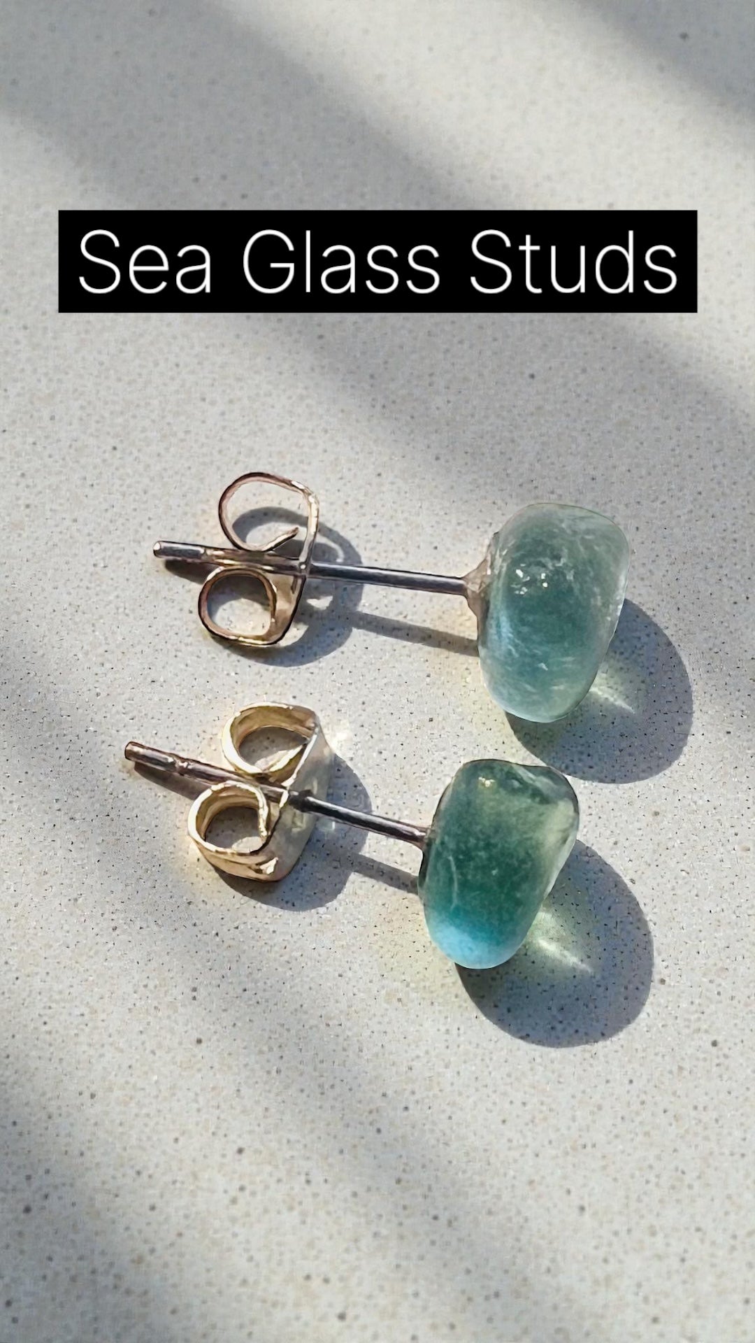 Aqua Seaham Sea Glass Stud Earrings