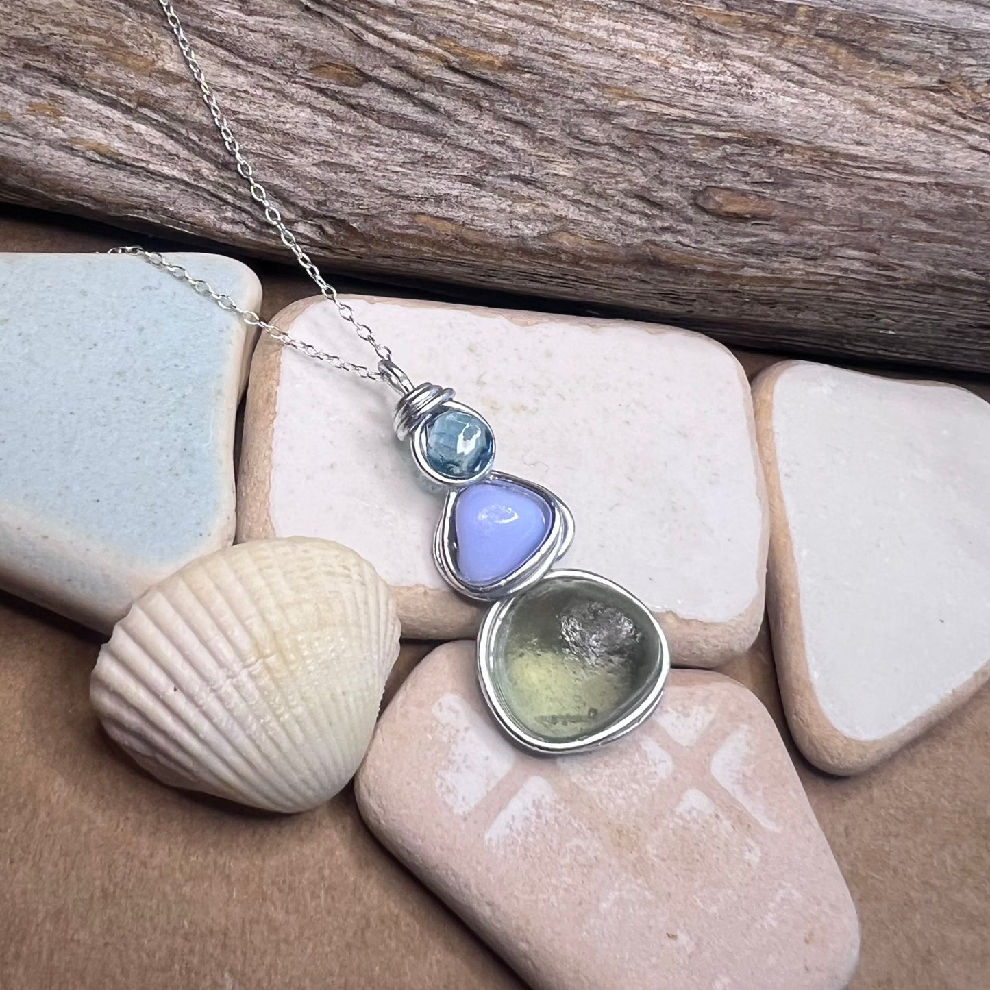 Three Piece Seaham Sea Glass Pendant