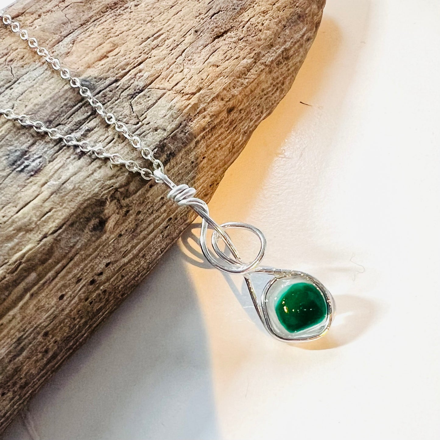 Green Seaham Sea Glass Multicolour Pendant