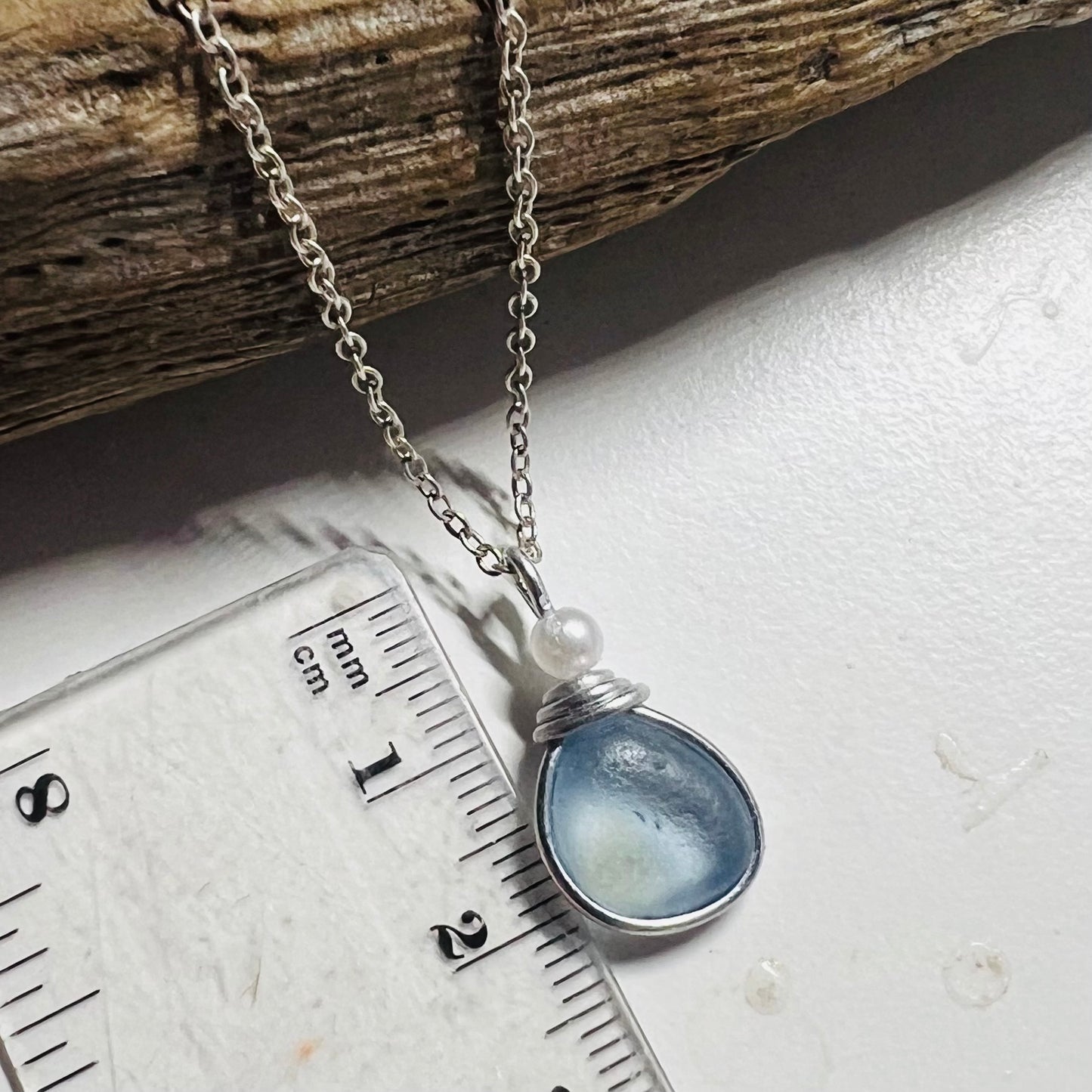 Dusky Blue Seaham Sea Glass Pendant