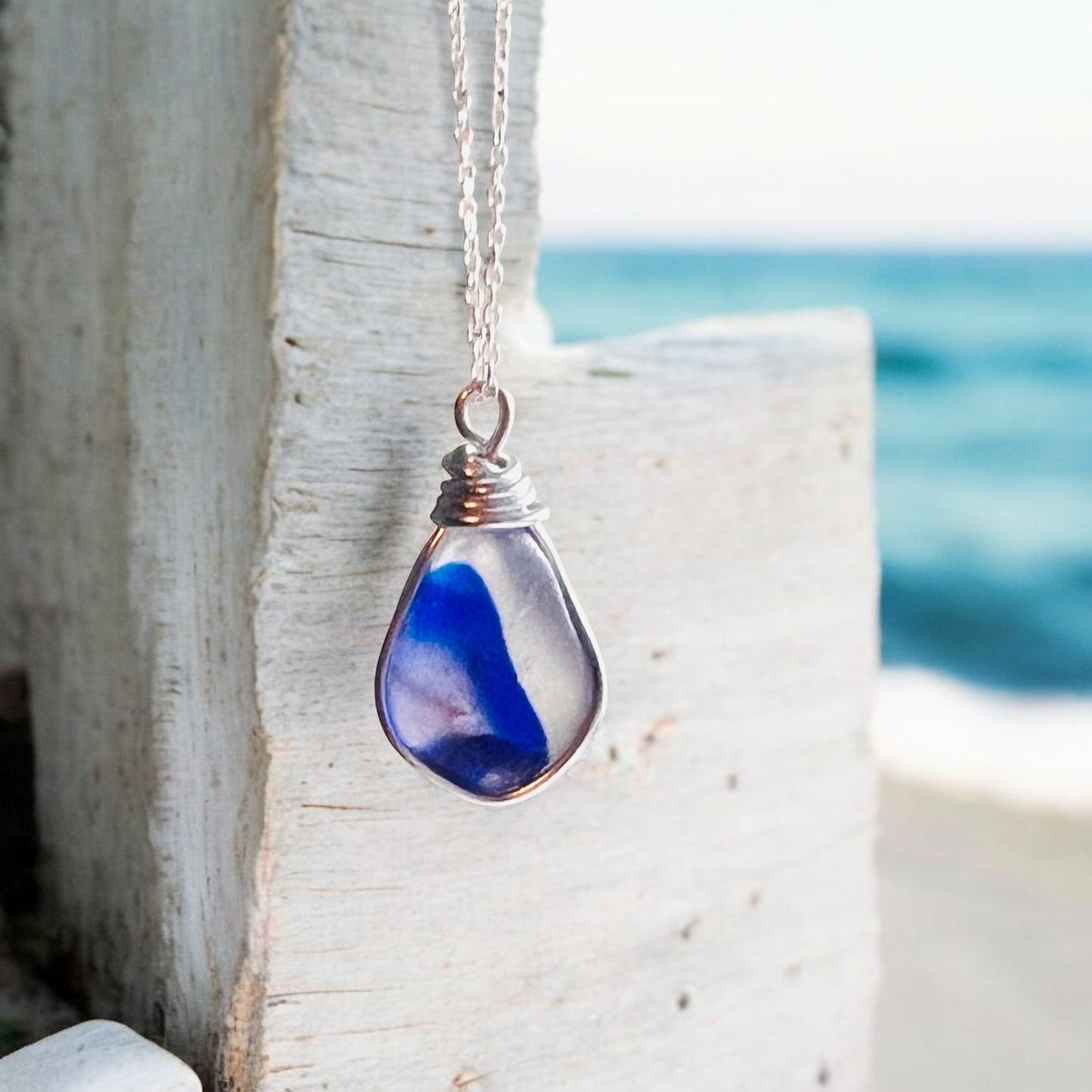 Very Rare Large Seaham Sea Glass Multi Pendant