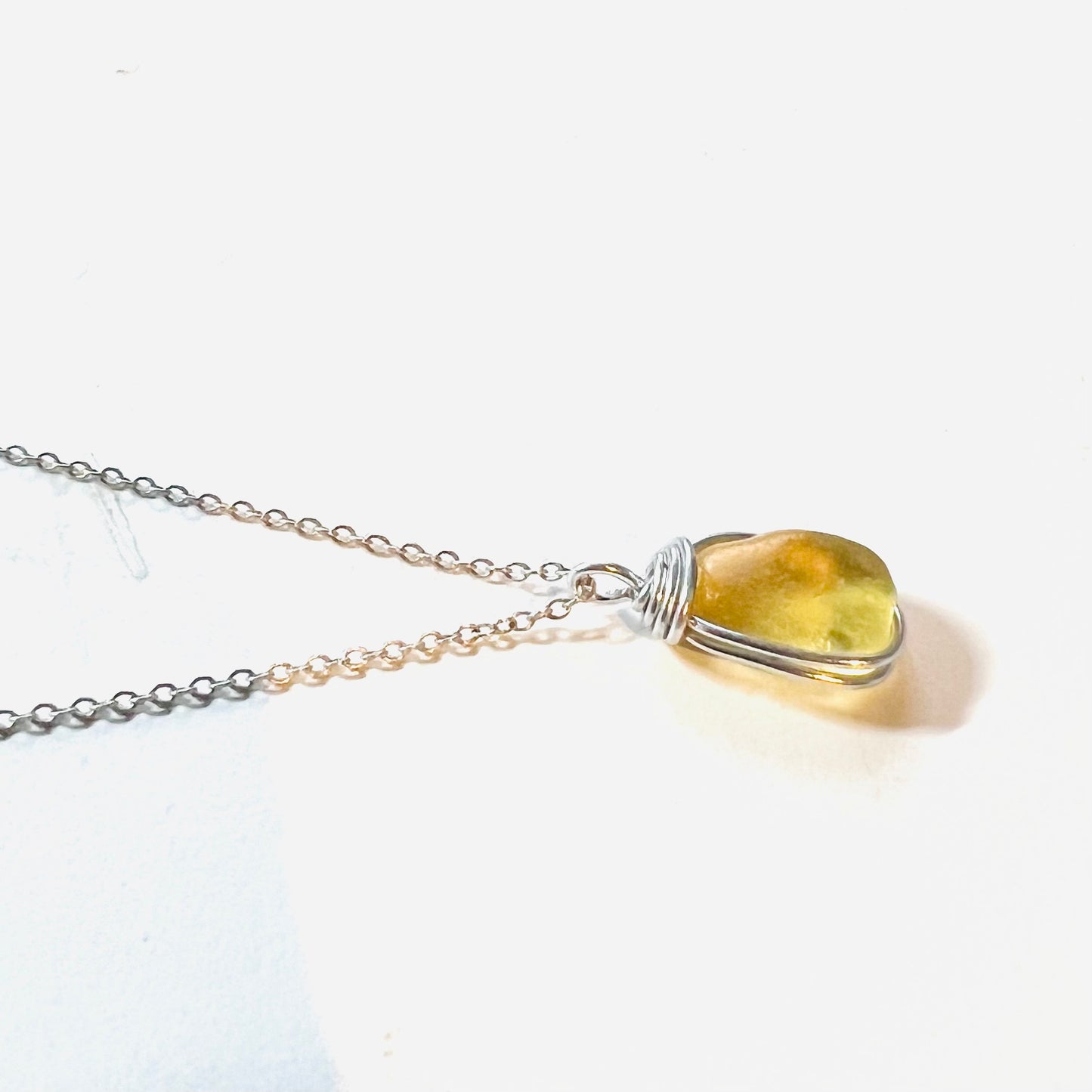 Rare Yellow Sea Glass Pendant