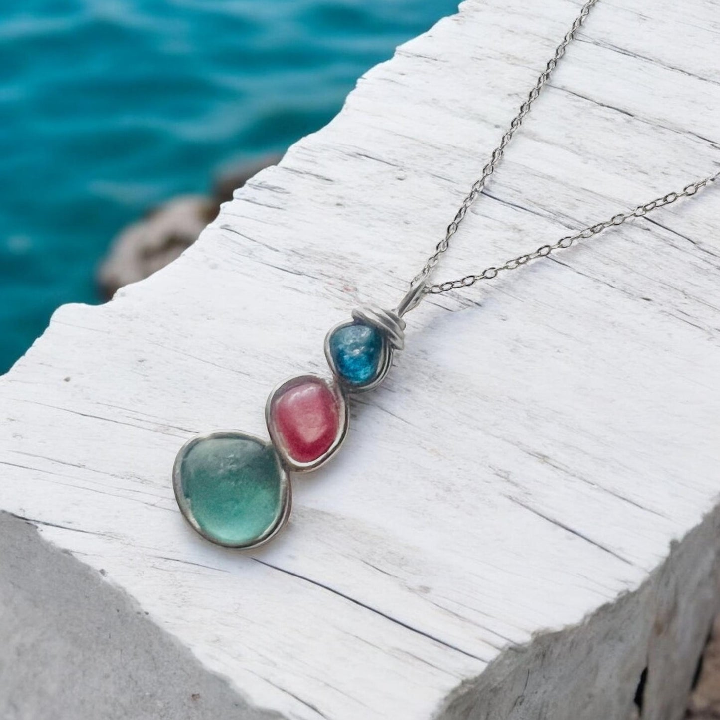 Three Piece Seaham Sea Glass Pendant