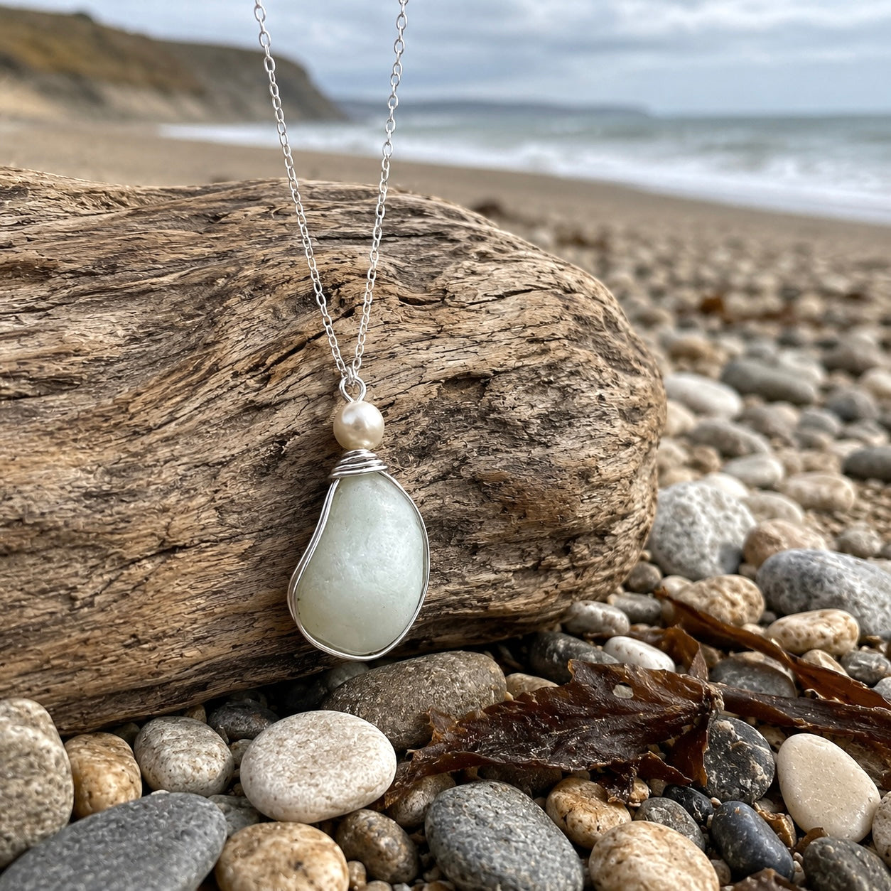 Rare Large Opalescent Seaham Sea Glass Pendant