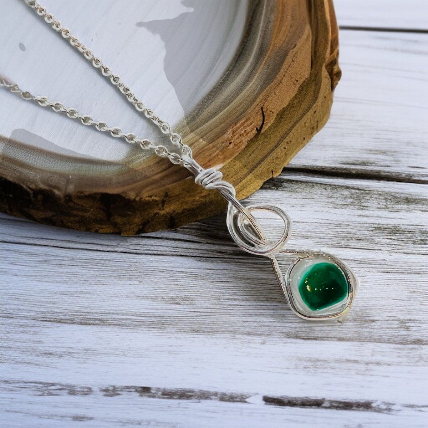 Green Seaham Sea Glass Multicolour Pendant