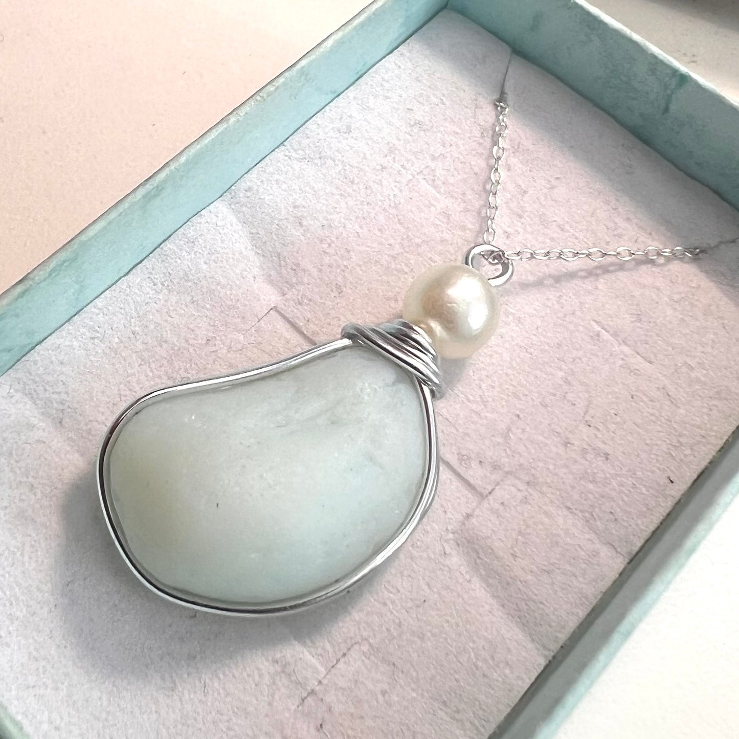 Rare Large Opalescent Seaham Sea Glass Pendant
