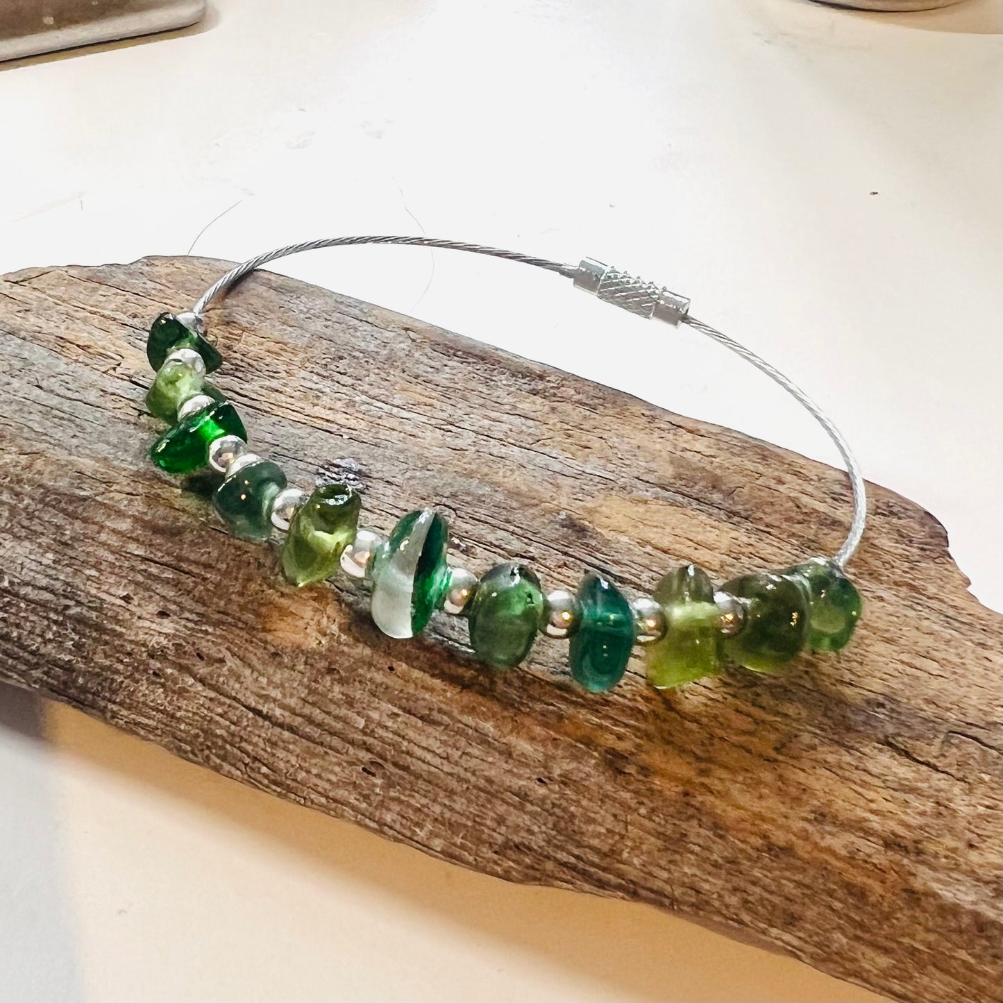 Seaham Sea Glass Mixed Greens Bangle