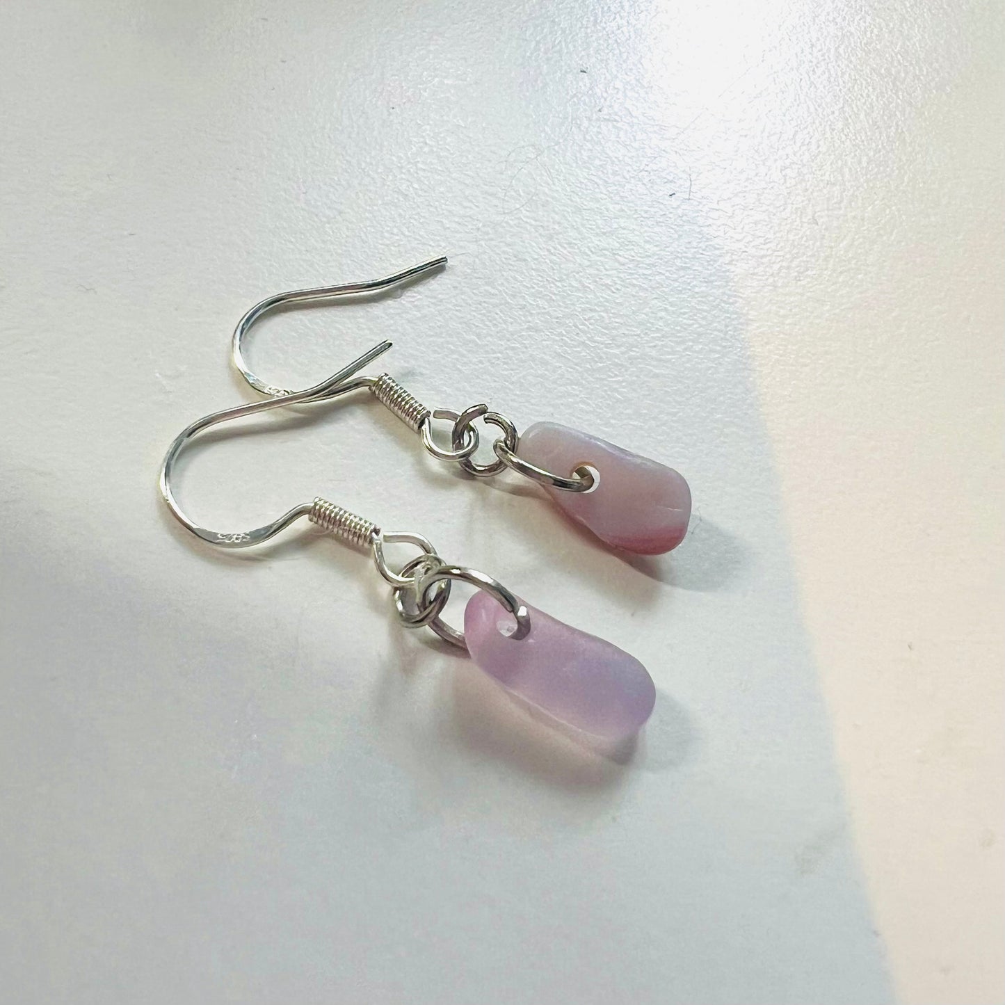 Small Milky Iridescent Sea Glass Earrings