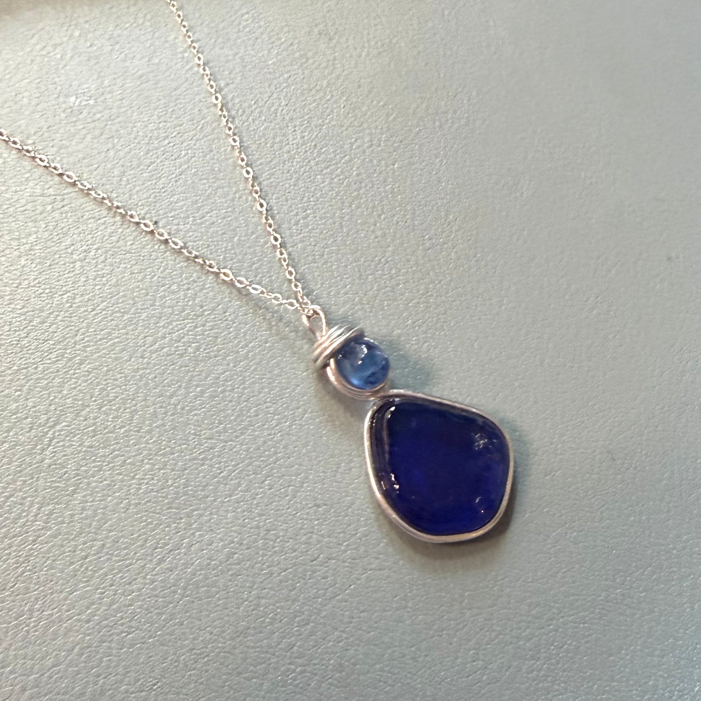 Blue Seaham Sea Glass Pendant