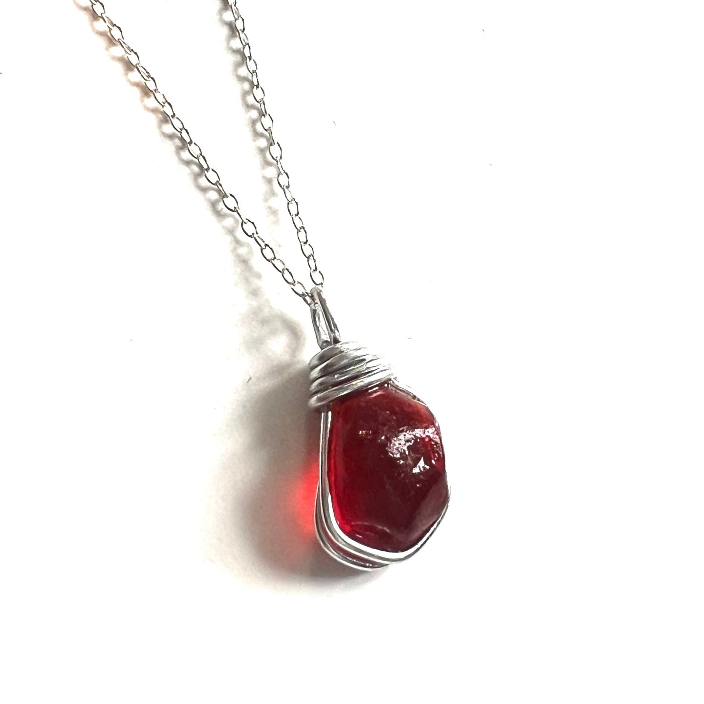 Very Rare Deep Red/Orange Seaham Sea Glass Pendant