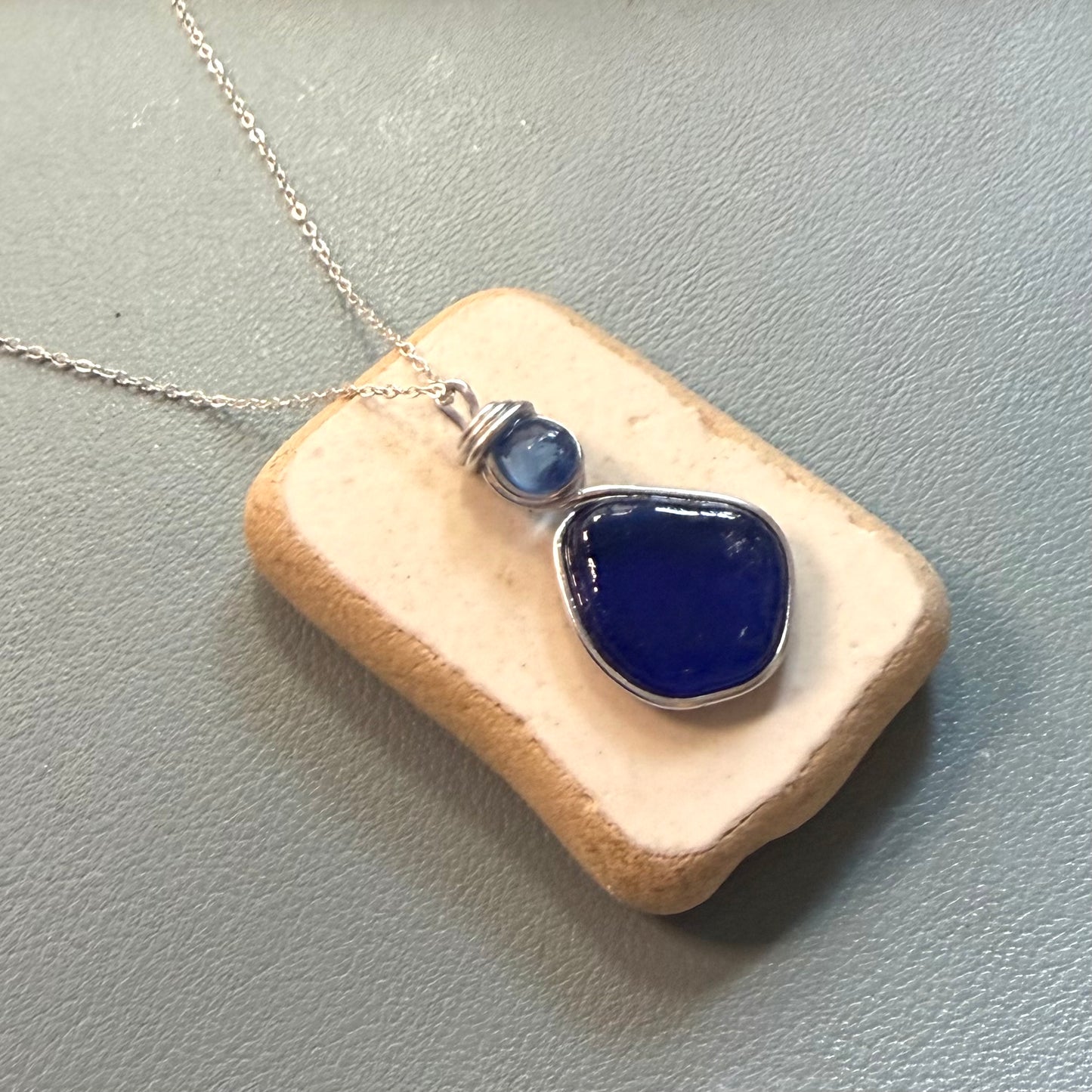 Blue Seaham Sea Glass Pendant
