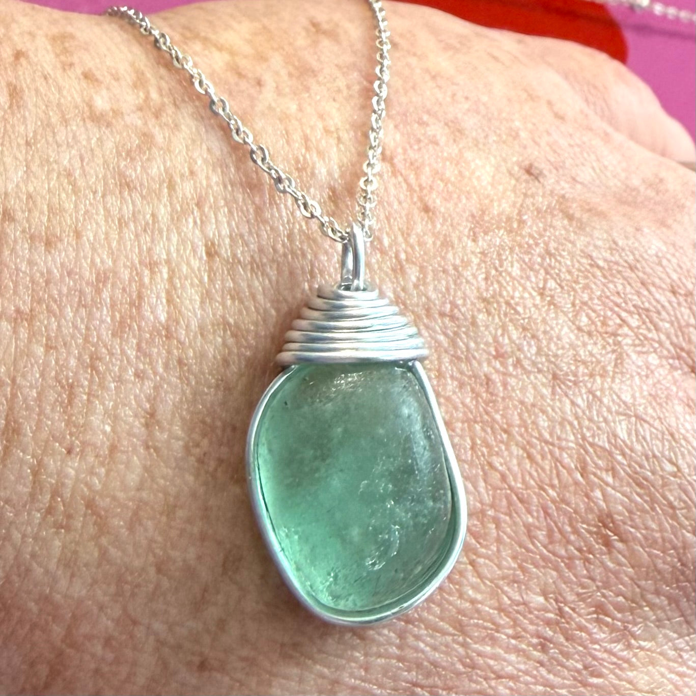 Scottish Highlands Aqua Chunky Pendant