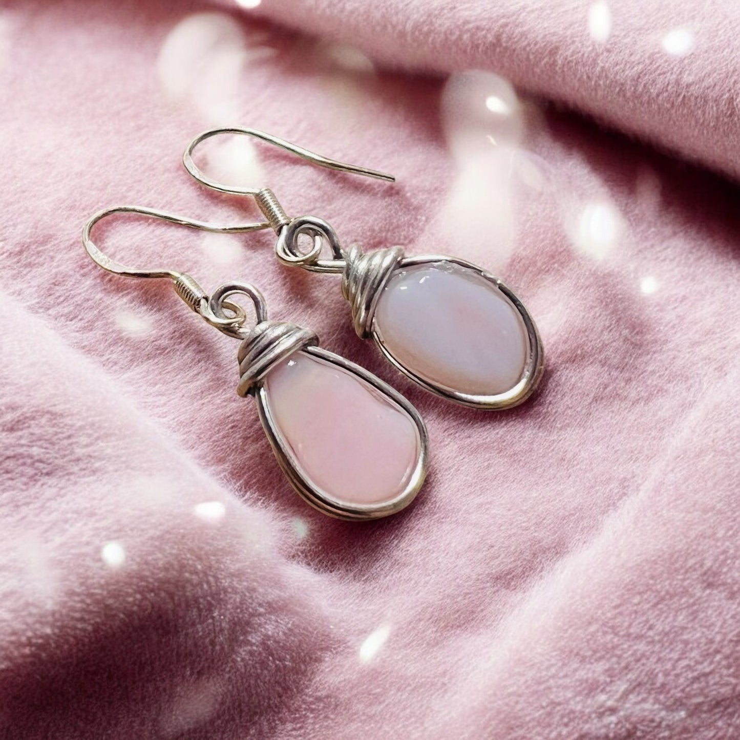 Milky Pink Seaham Sea Glass Earrings