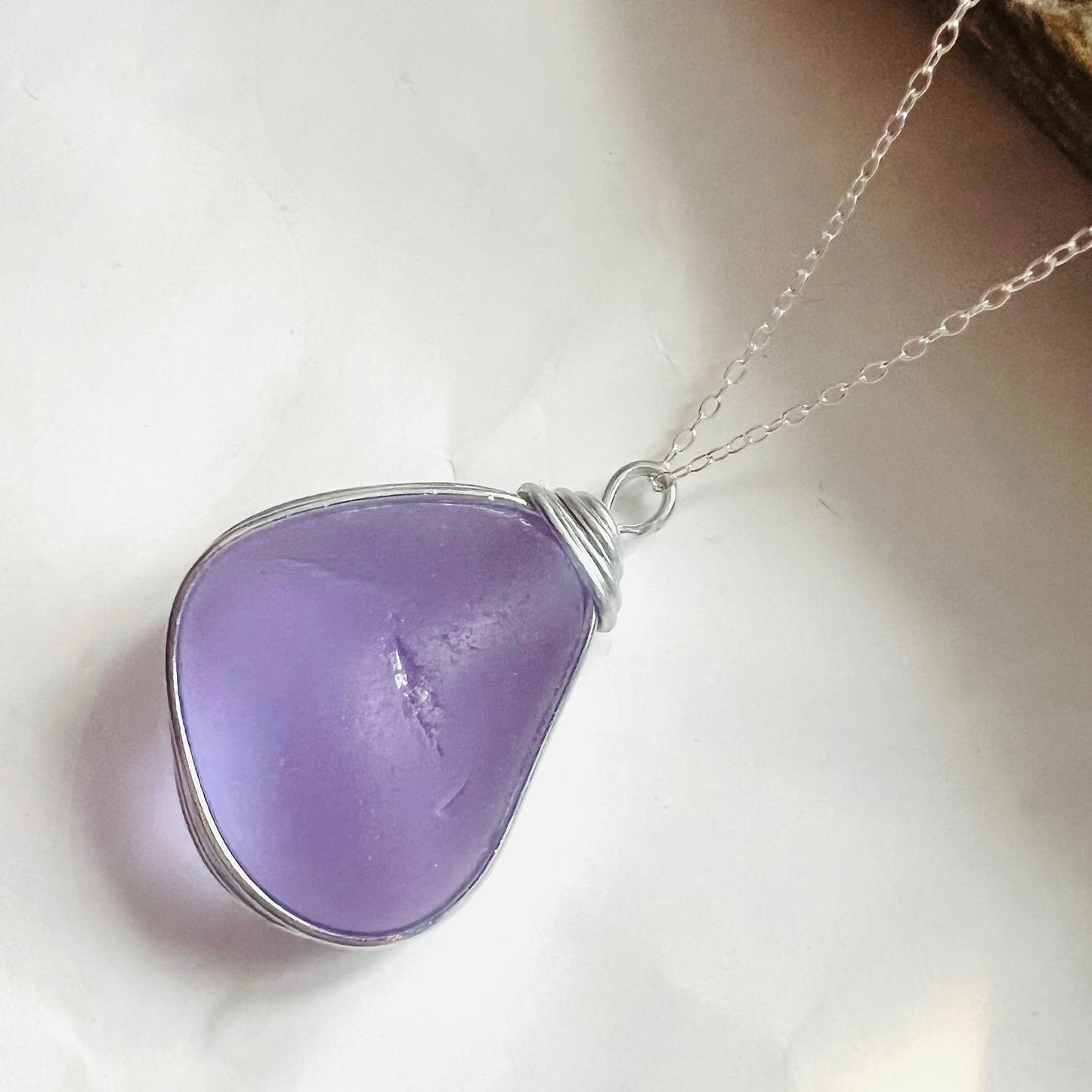 Super Rare Purple Neodymium Sea Glass Pendant
