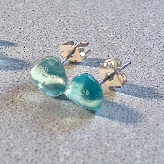 Aqua Seaham Sea Glass Stud Earrings