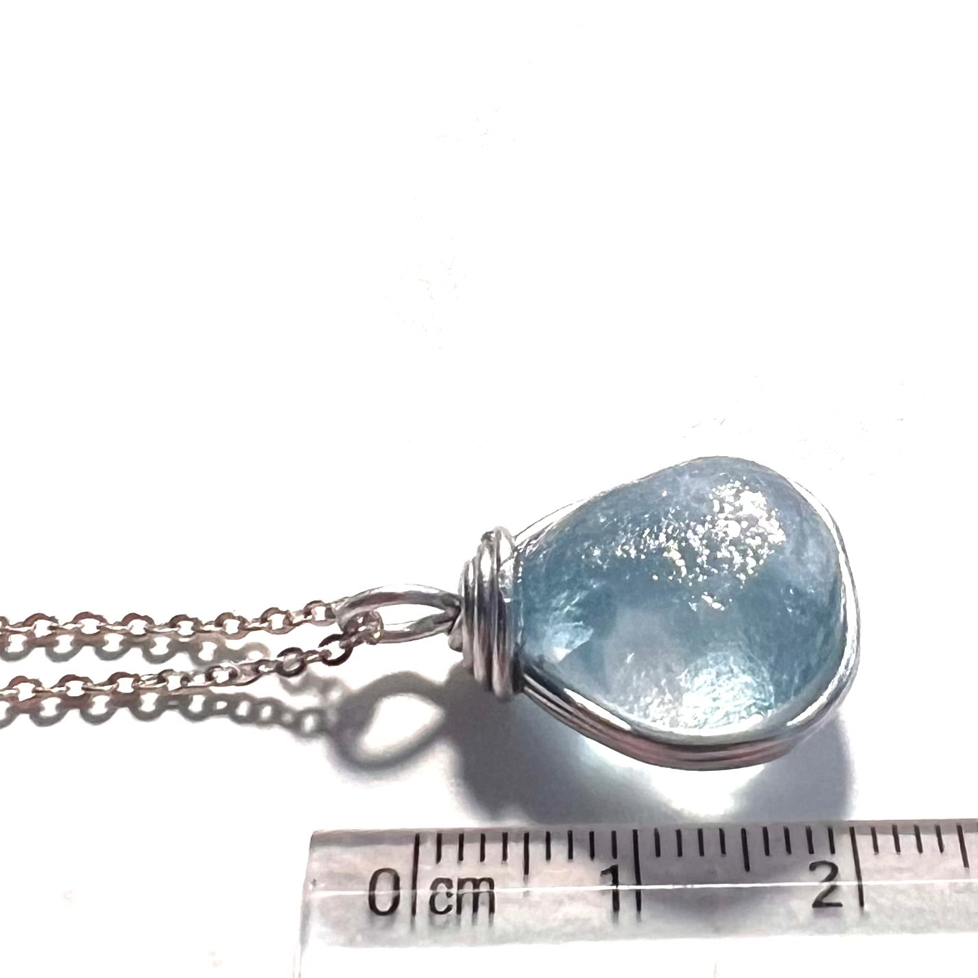 Chunky Pale Blue Seaham Sea Glass Pendant