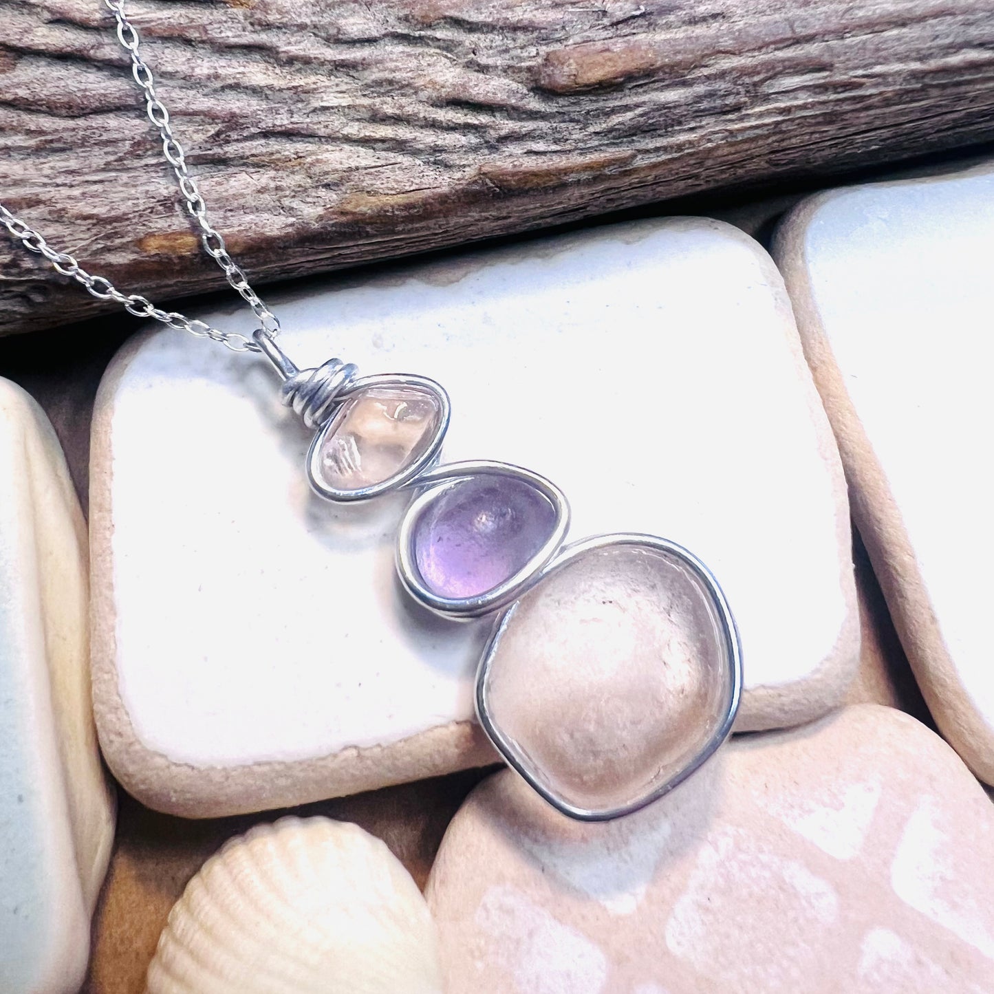 Three Piece Seaham Sea Glass Pendant
