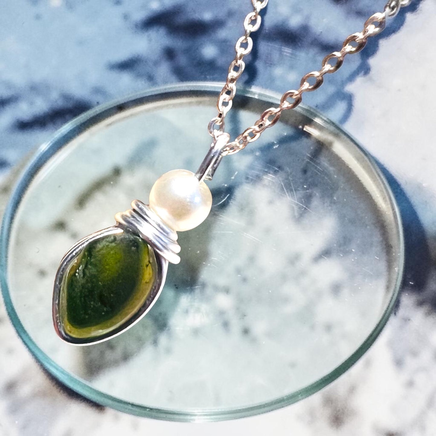Green Seaham Sea Glass Multi Pendant