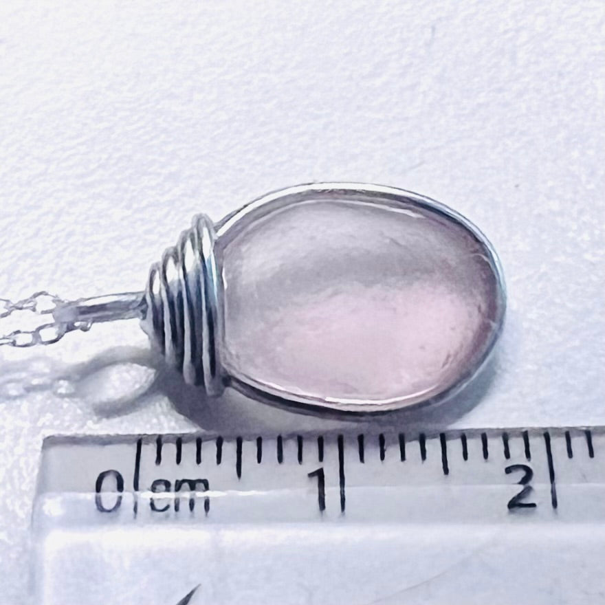 Rare Pale Pink Shade Sea Glass Pendant