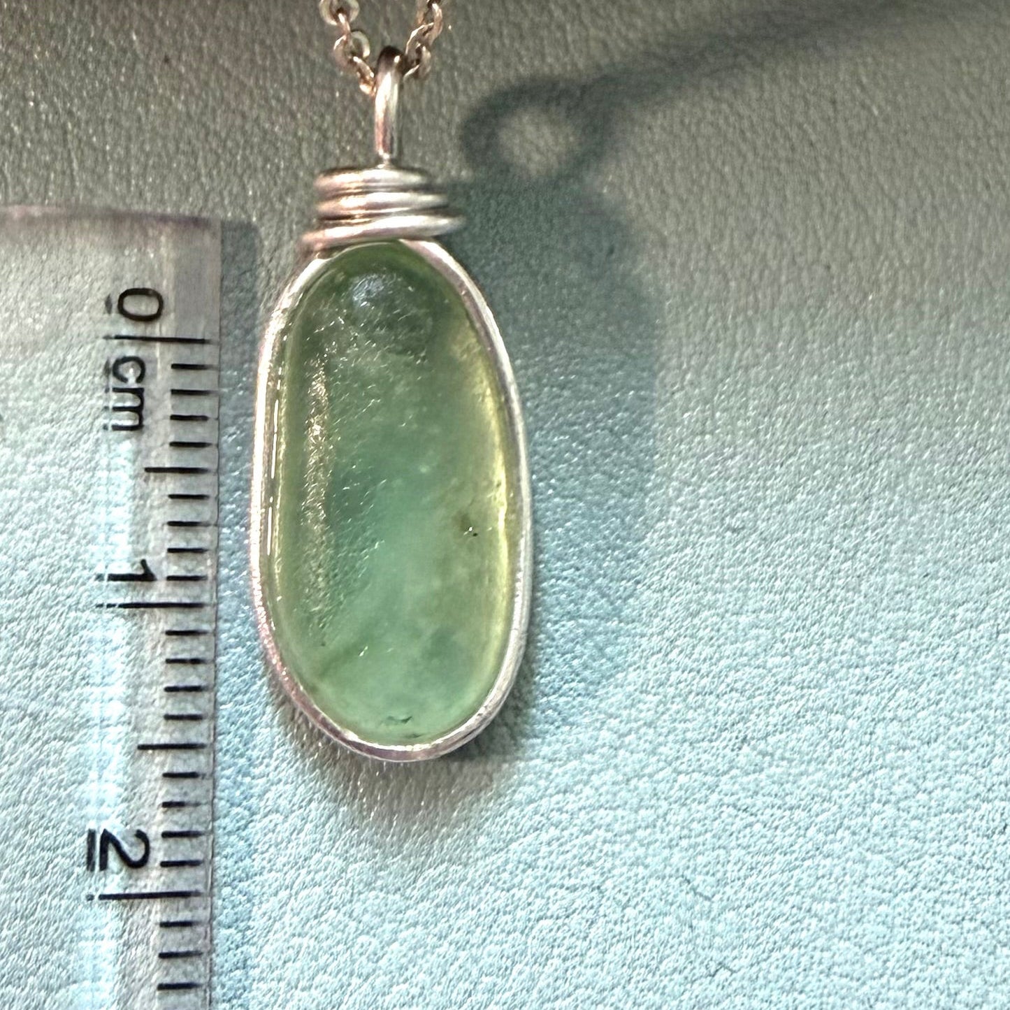 Pale Green Cornish Sea Glass Heart Pendant