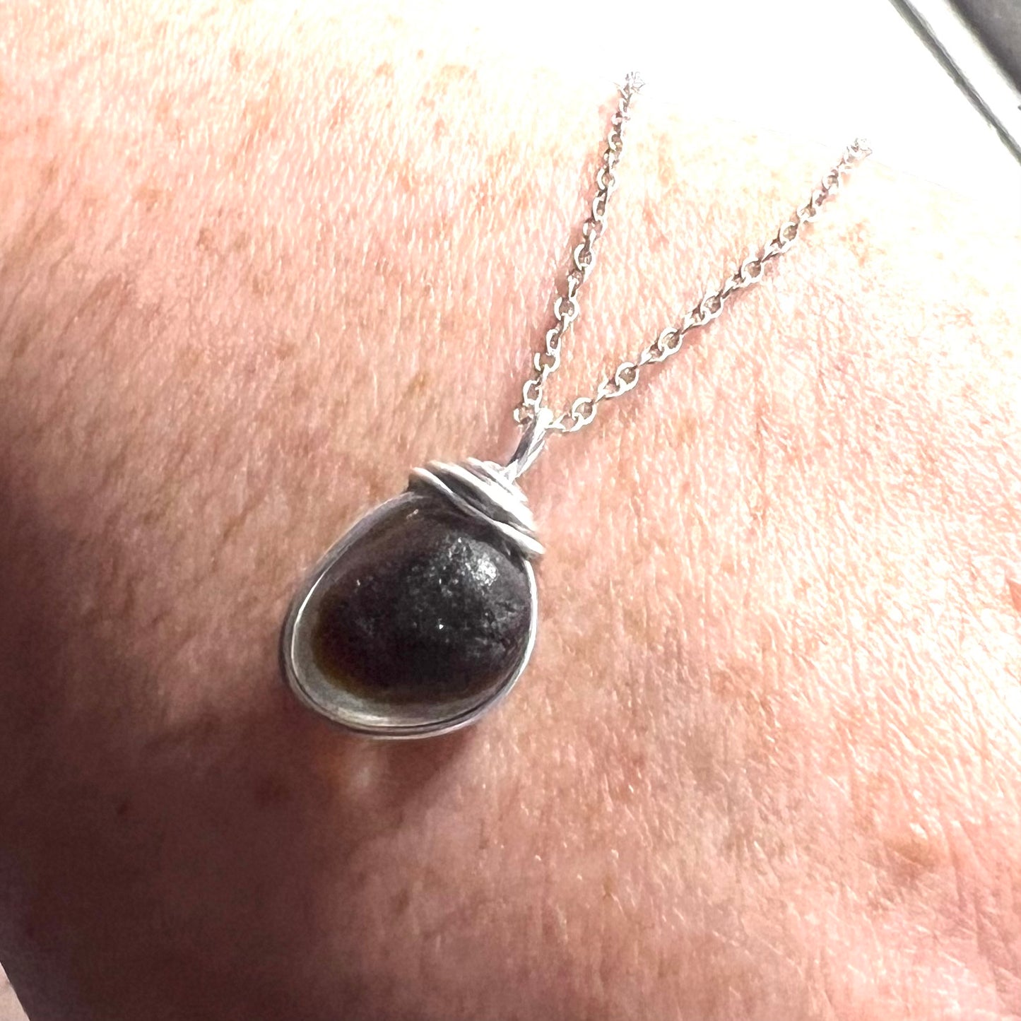 Beautiful Seaham Sea Glass Multi Tone Pendant